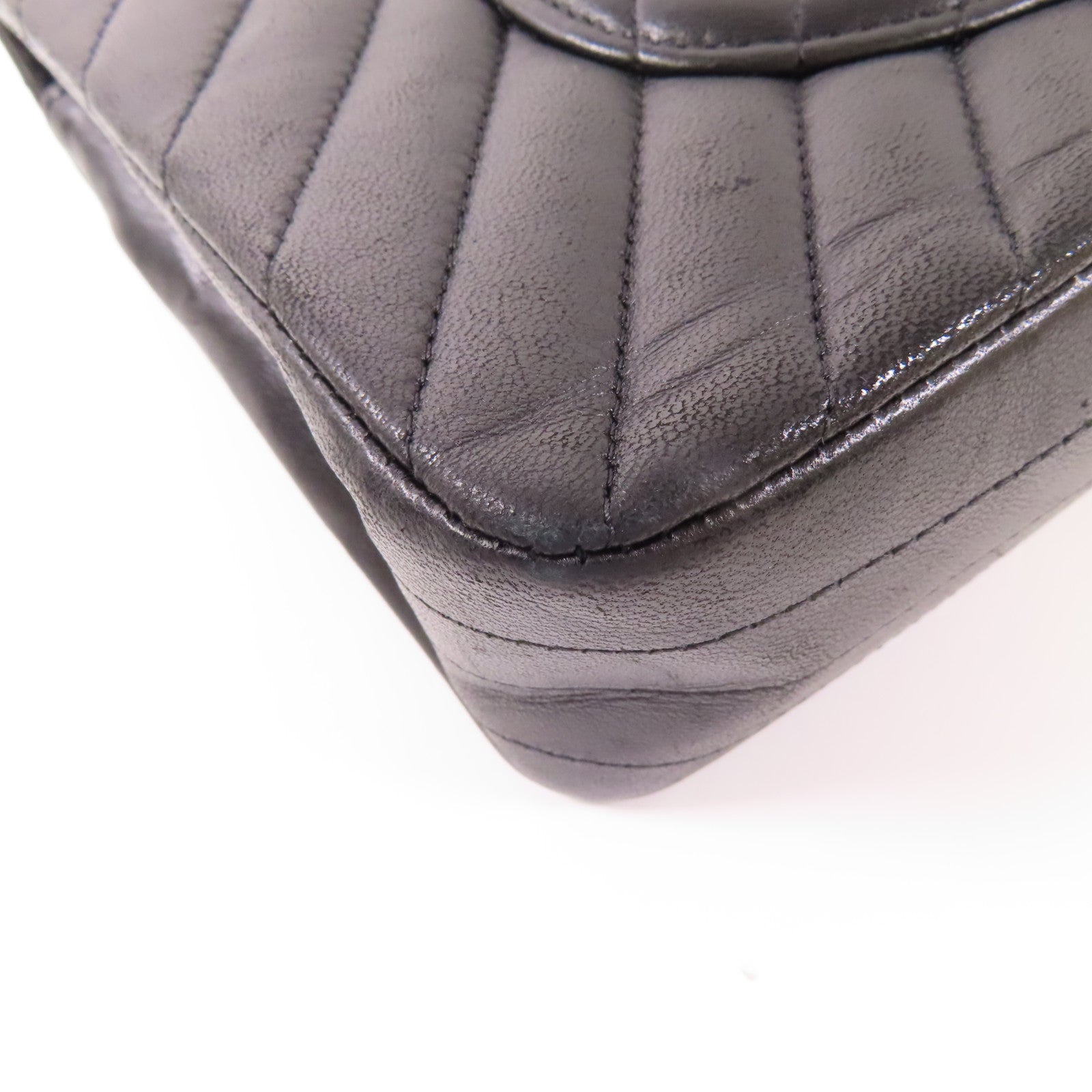 CHANEL CC Classic 25 Chain Shoulder Bag Lambskin Leather Black