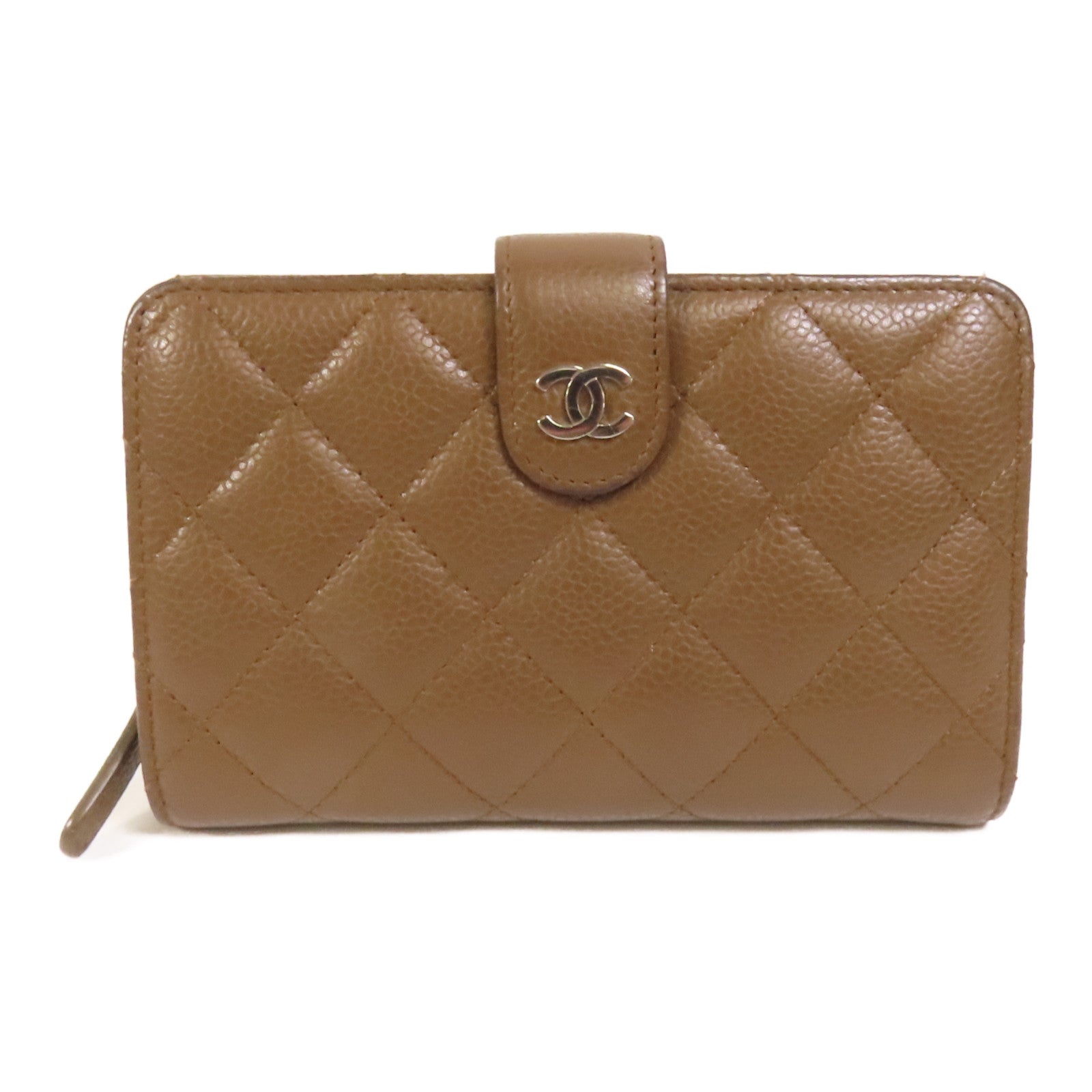 CHANEL 牛皮皮革Fold Wallet銀扣錢包