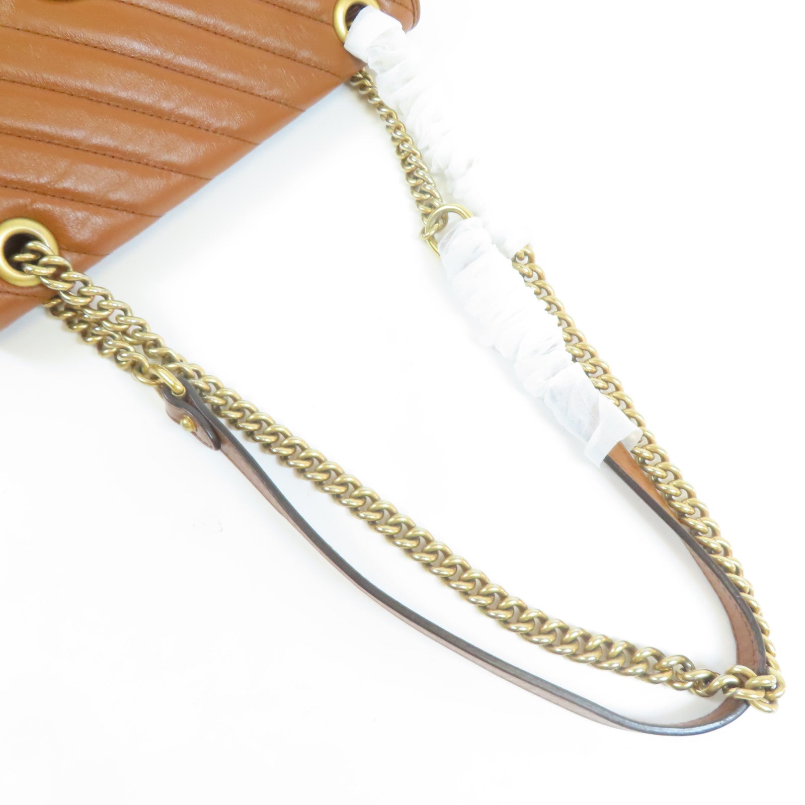 GUCCI GG GHW GG Marmont Shoulder Bag 443497 Calfskin Leather Brown