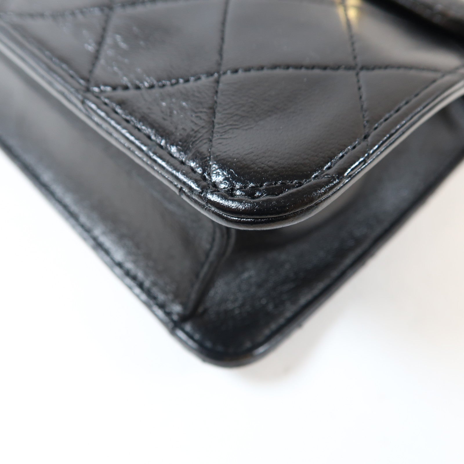 CHANEL 菱格牛皮皮革Shoulder Bag金扣手挽鏈帶肩背兩用袋黑色