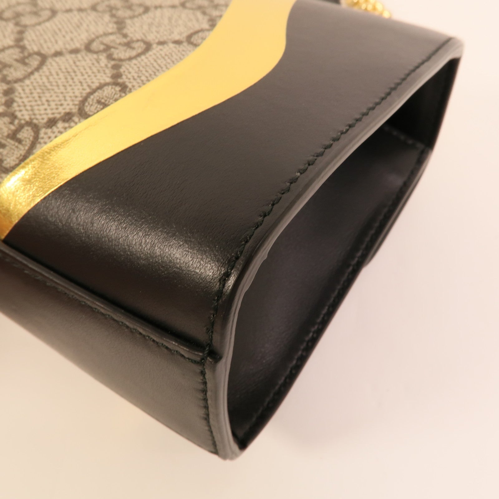 GUCCI 塗層帆布/牛皮皮革Padlock Bag鏈帶肩背袋