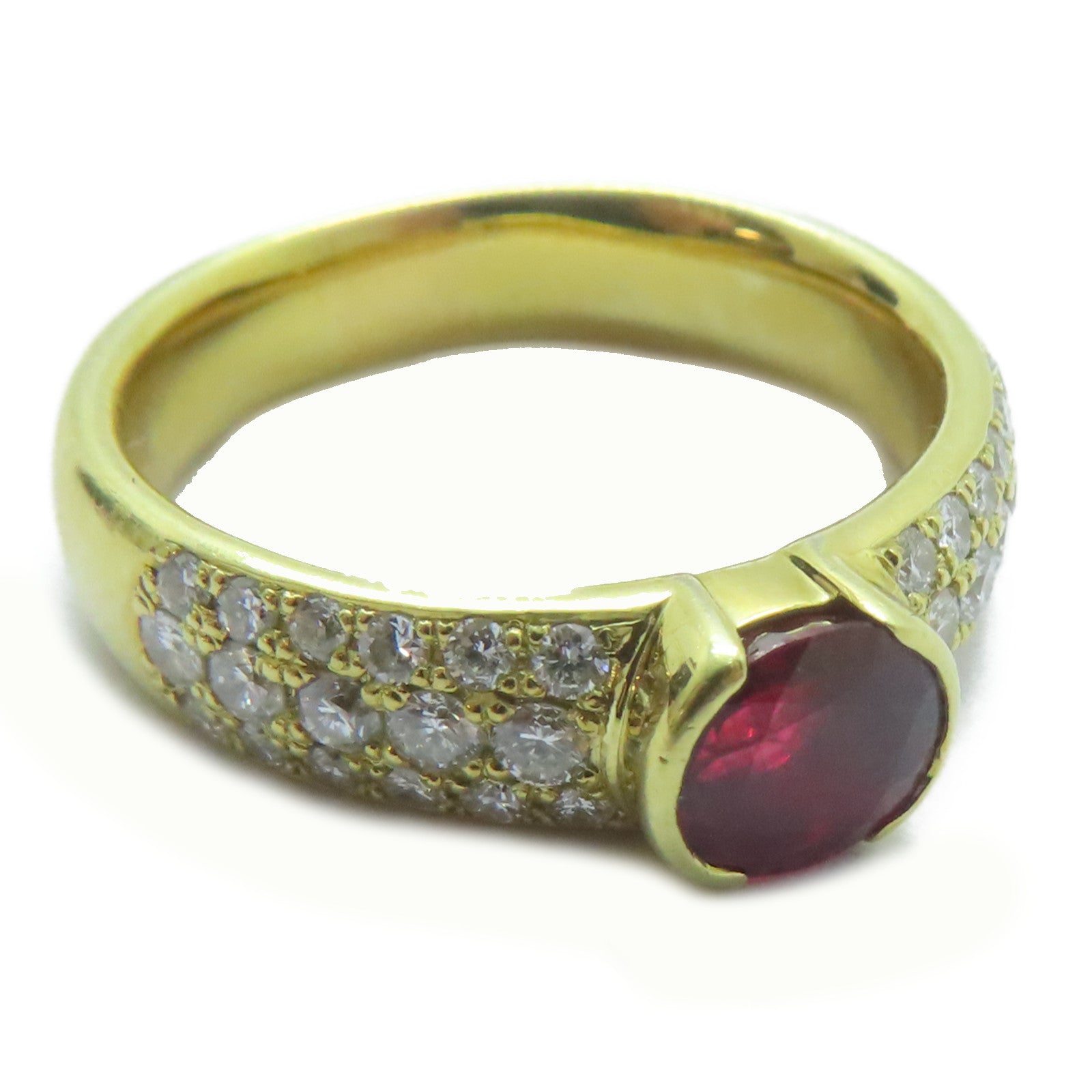 JEWELRY 【激減優惠】18K黃金Ruby Ring 1.01ct紅寶石/0.55ct鑽石戒指US#7.5