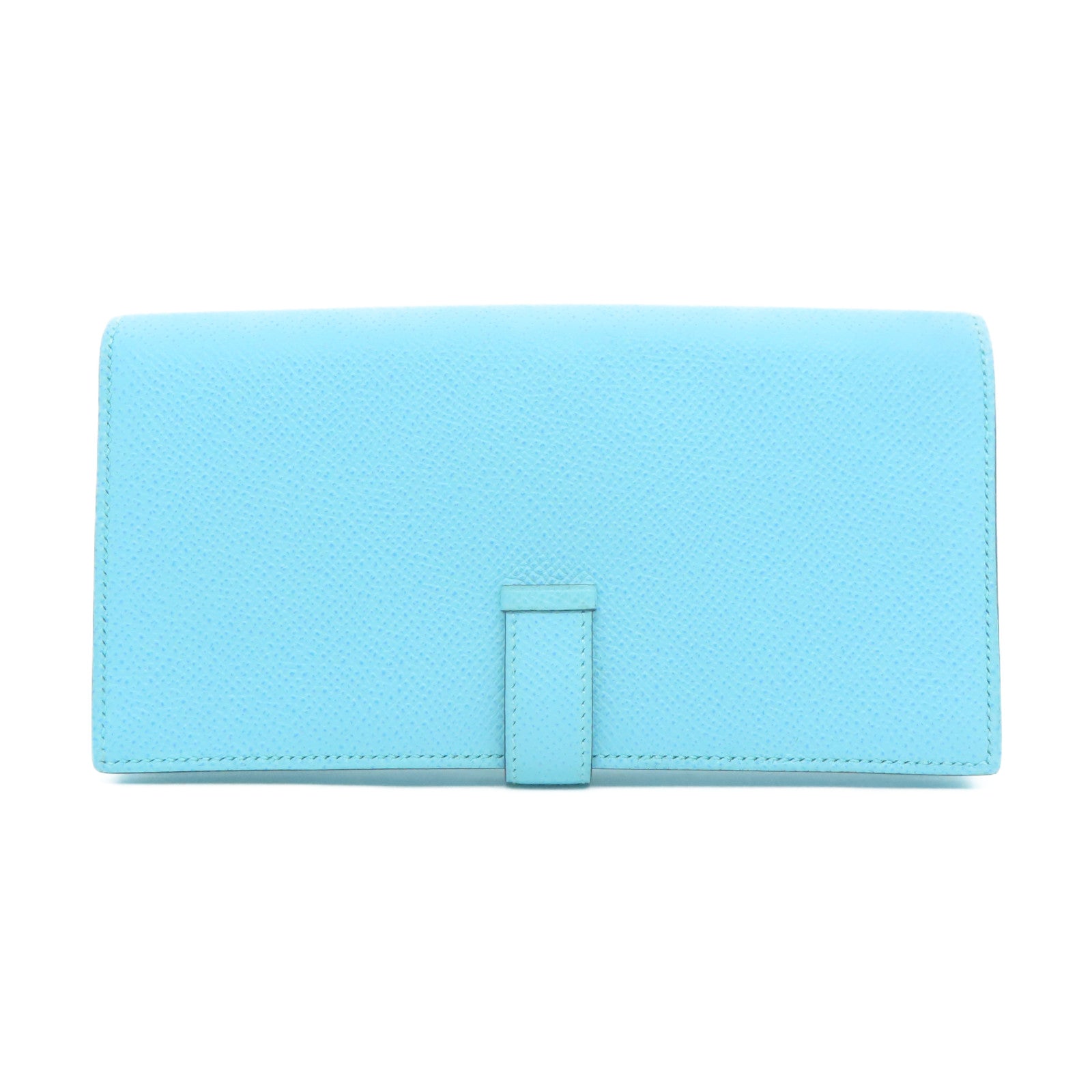HERMES 【激減優惠】 Epsom皮革Bearn Long Wallet金扣長錢包Bleu Atoll環礁藍色