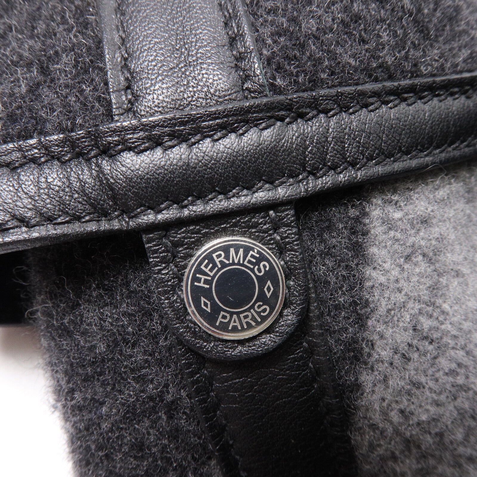 HERMES 羊毛/Hunter皮革Col Roule 25肩背袋Graphite/Noir