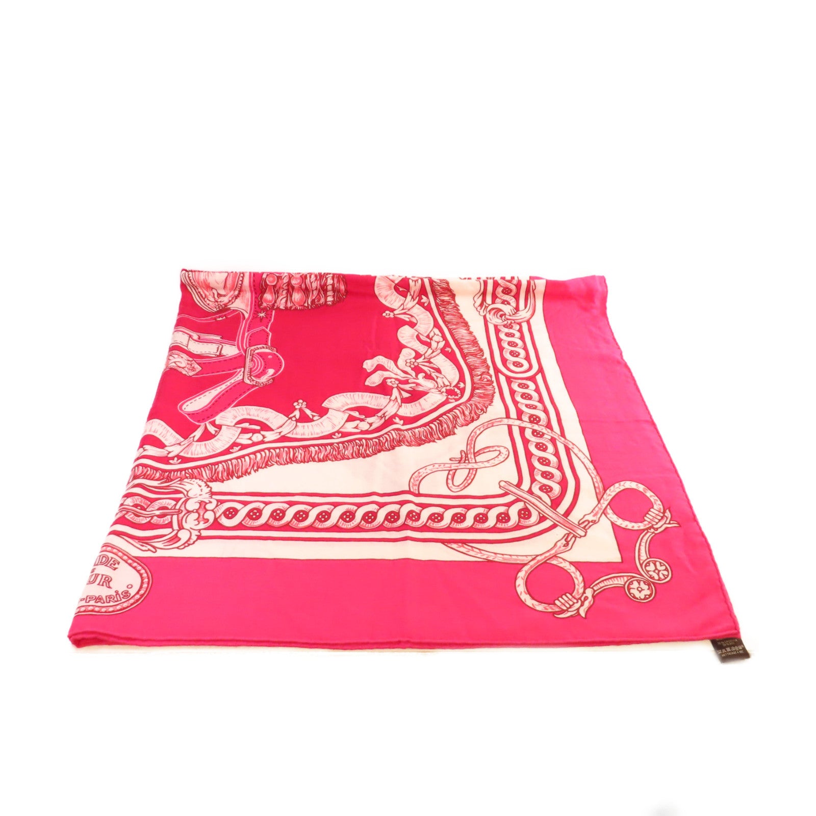 HERMES 羊絨/絲質Scarf絲巾粉紅色/白色