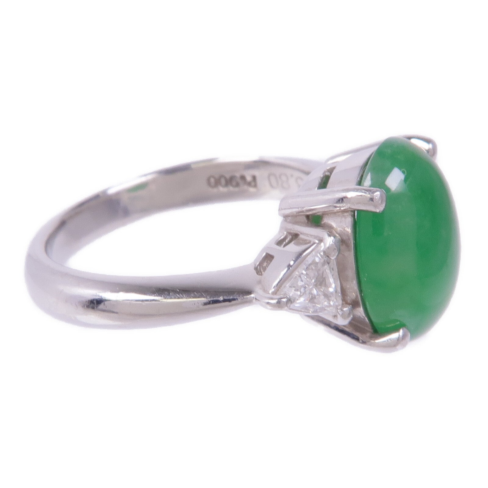 JEWELRY PT900鉑金Jade Diamond Ring翡翠/鑽石戒指US#6.75