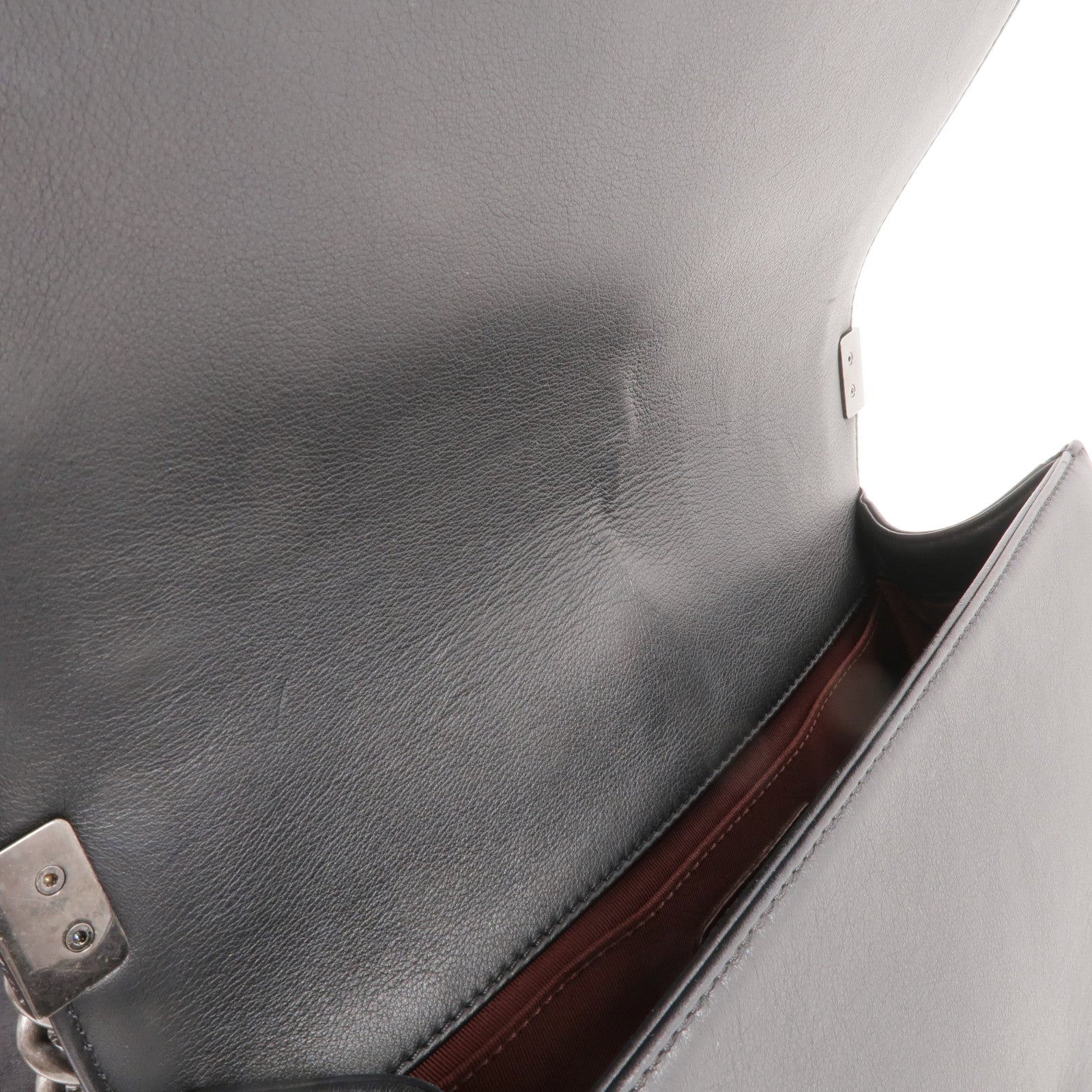 CHANEL 羊皮皮革Boy 25銀扣鏈帶肩背袋