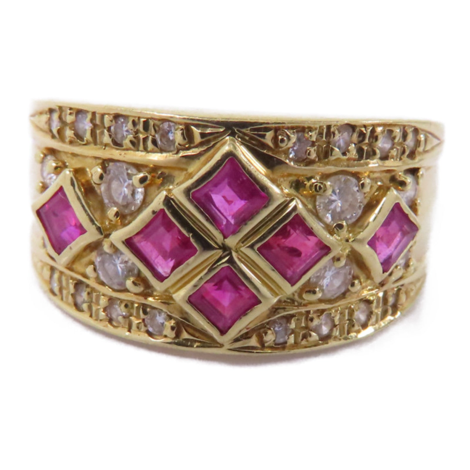 JEWELRY 【激減優惠】18K黃金Ruby Ring 0.70ct紅寶石/0.031ct鑽石戒指US#7.25