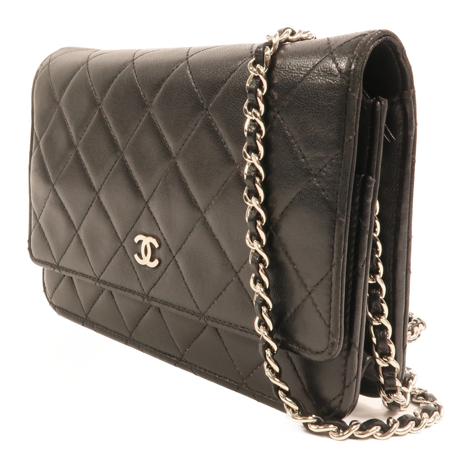 CHANEL 羊皮皮革WOC Wallet On Chain銀扣鏈帶肩背袋