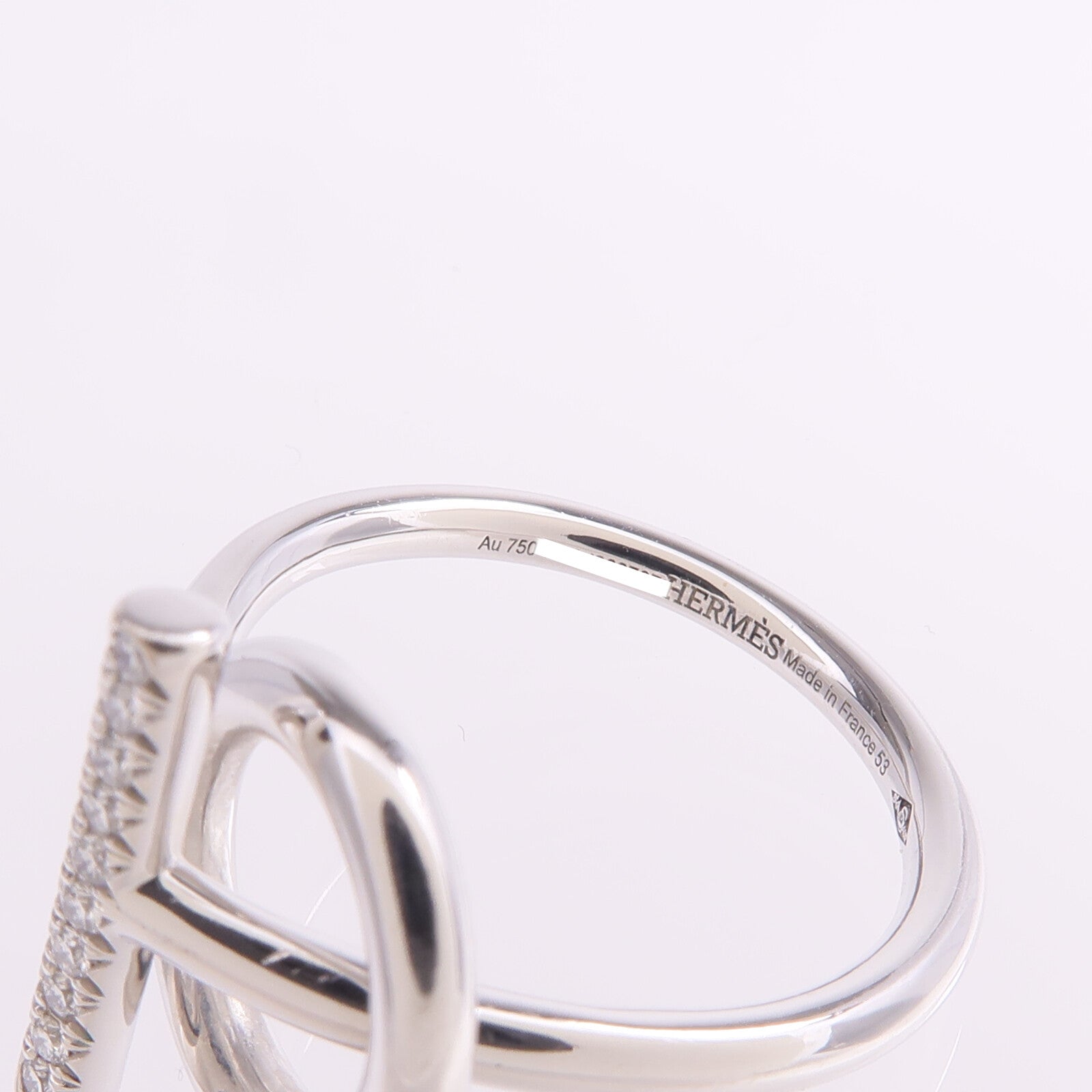 HERMES 18K白金Echappee Ring鑽石戒指Hermes#53/US#6.5