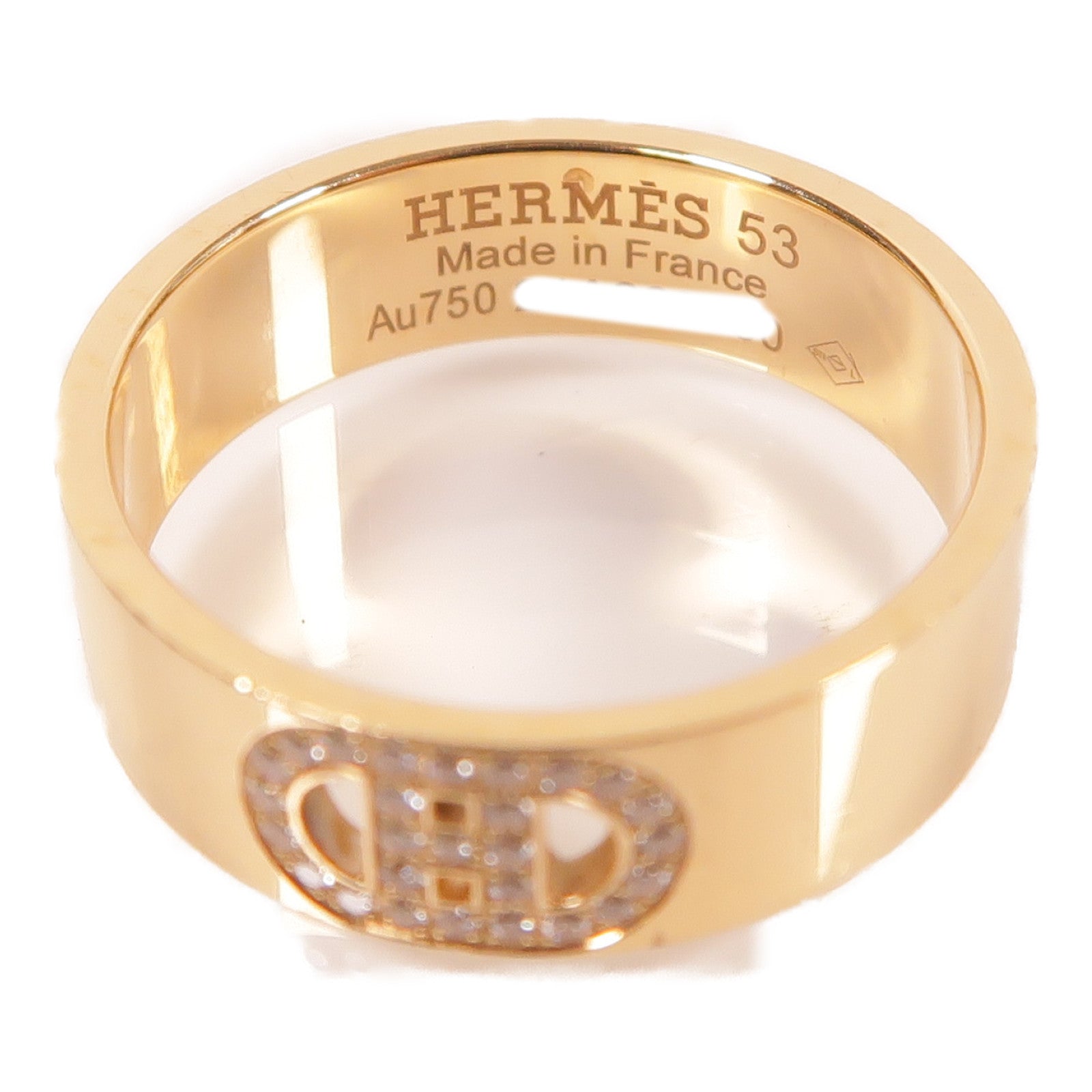 HERMES 18K玫瑰金H D'ancre Ring戒指US#6.25