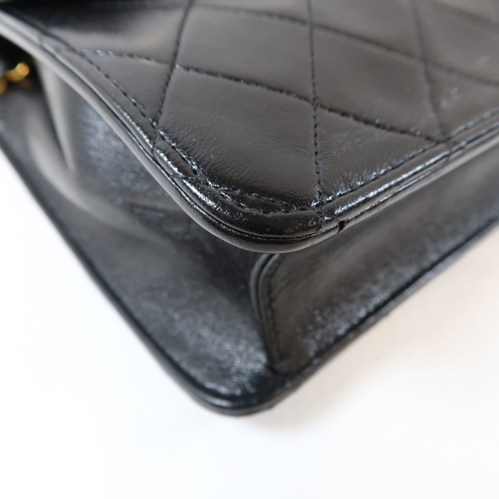 CHANEL 菱格牛皮皮革Shoulder Bag金扣手挽鏈帶肩背兩用袋黑色