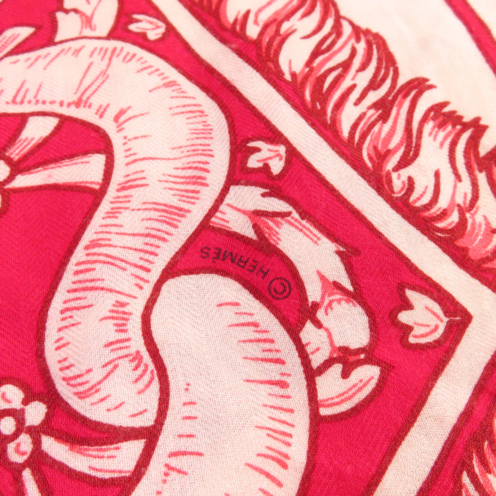HERMES 羊絨/絲質Scarf絲巾粉紅色/白色