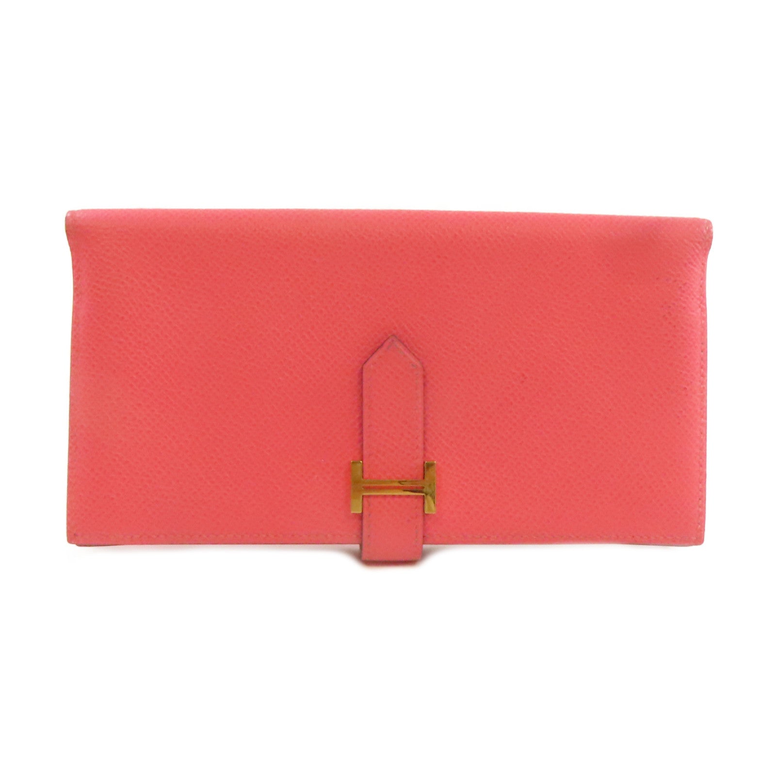 HERMES **【激減優惠】Togo皮革Bearn Long Wallet金扣長錢包粉紅色