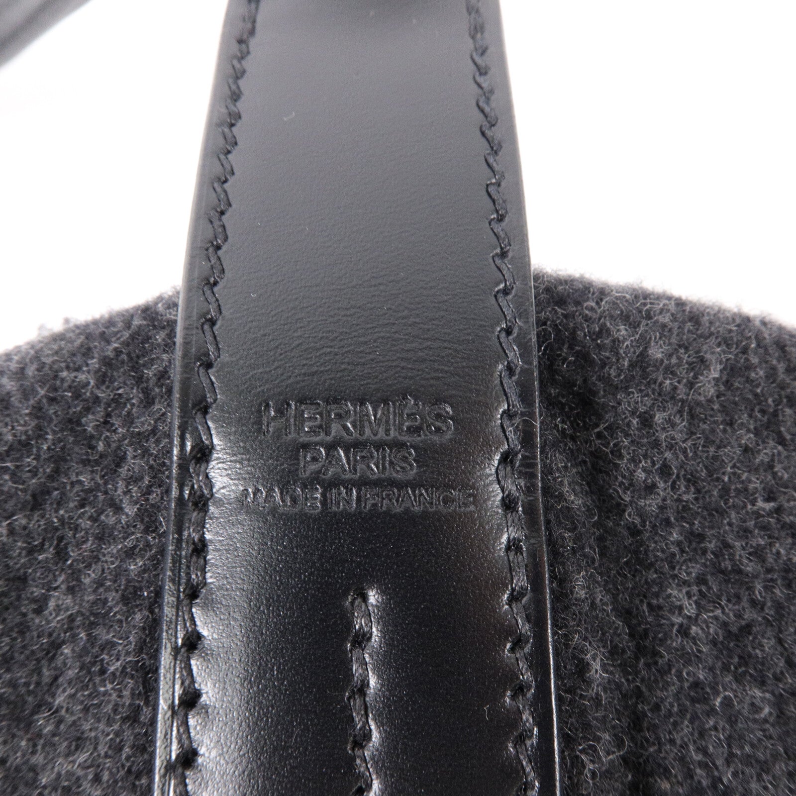 HERMES 羊毛/Hunter皮革Col Roule 25肩背袋Graphite/Noir