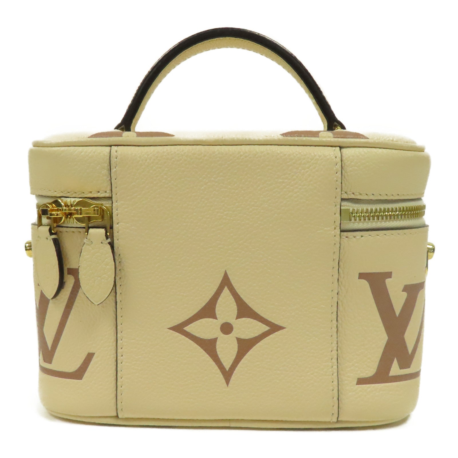 LOUIS VUITTON Monogram Empreinte Vanity金扣手挽肩背兩用袋米色