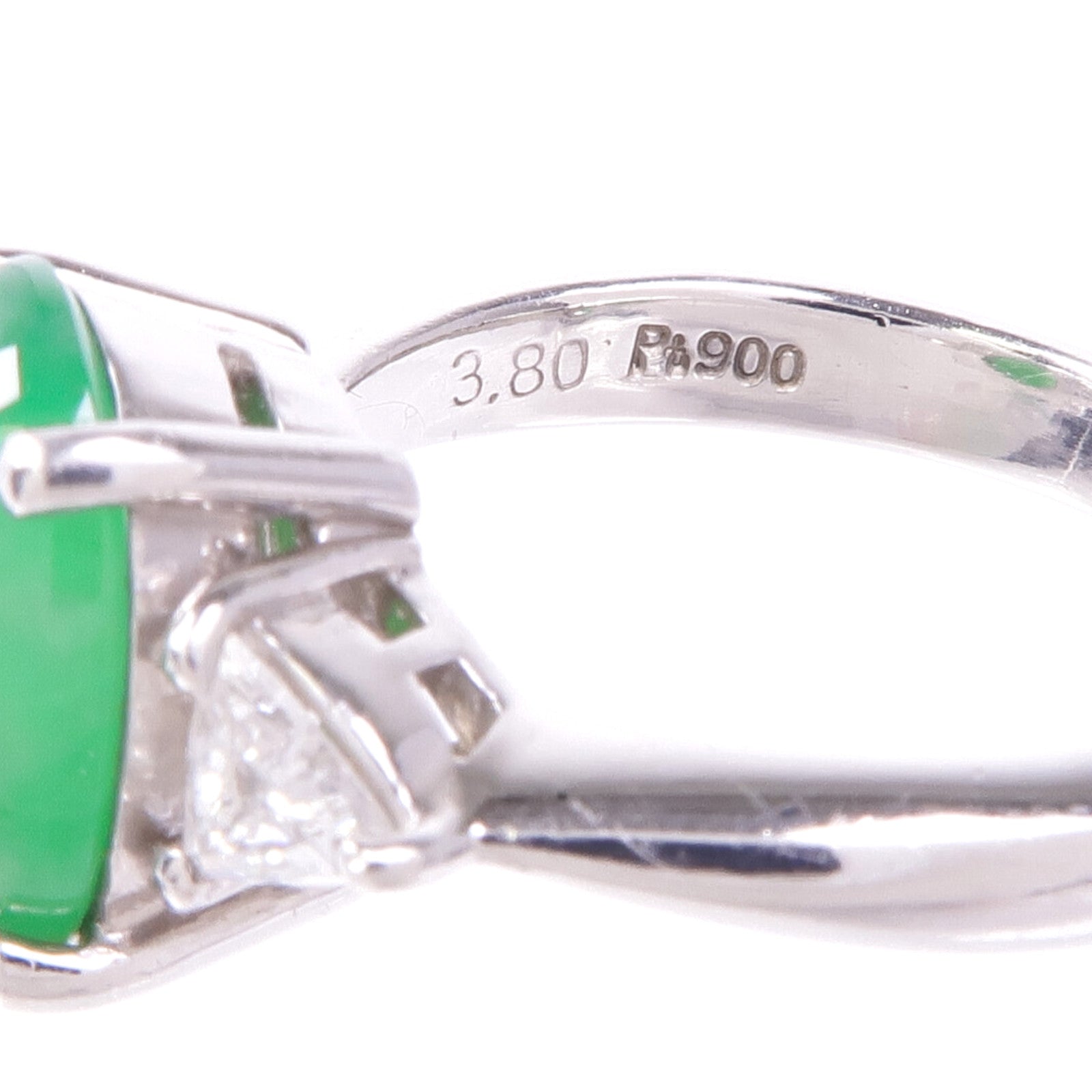 JEWELRY PT900鉑金Jade Diamond Ring翡翠/鑽石戒指US#6.75