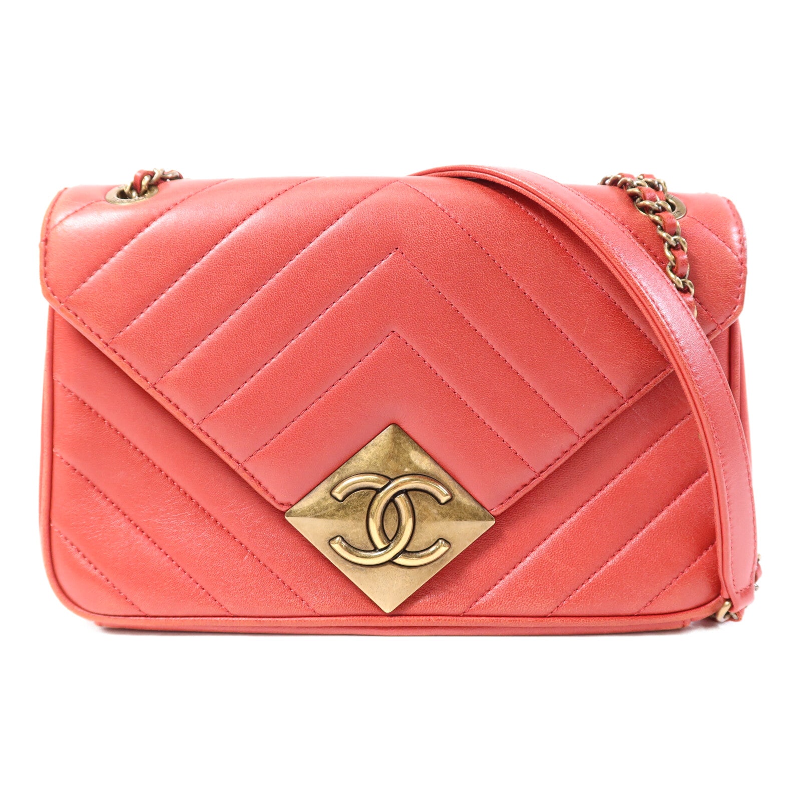 CHANEL 牛皮皮革Pyramid CC Camera Bag金扣鏈帶肩背袋