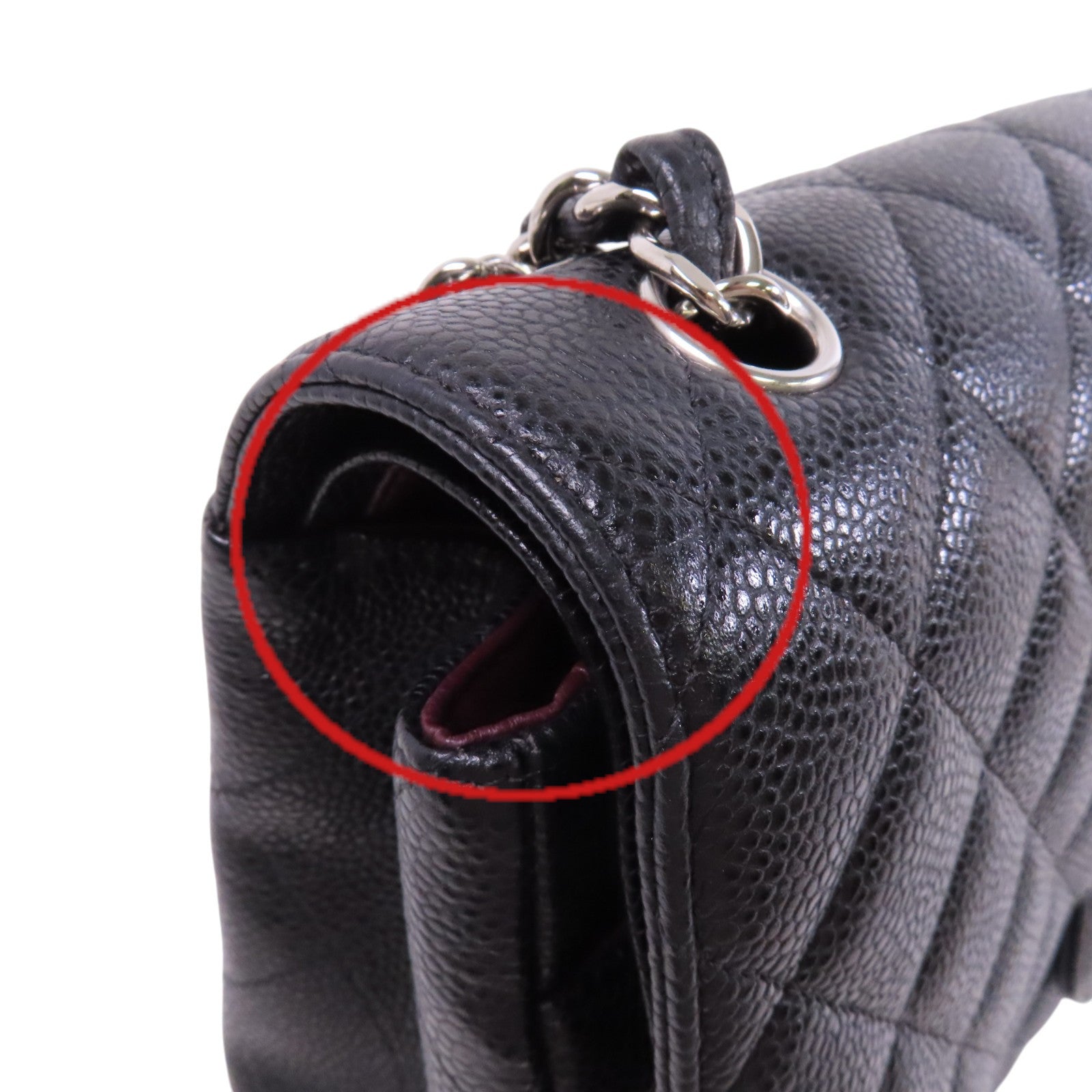 CHANEL 牛皮皮革Large Classic 30銀扣鏈帶肩背袋