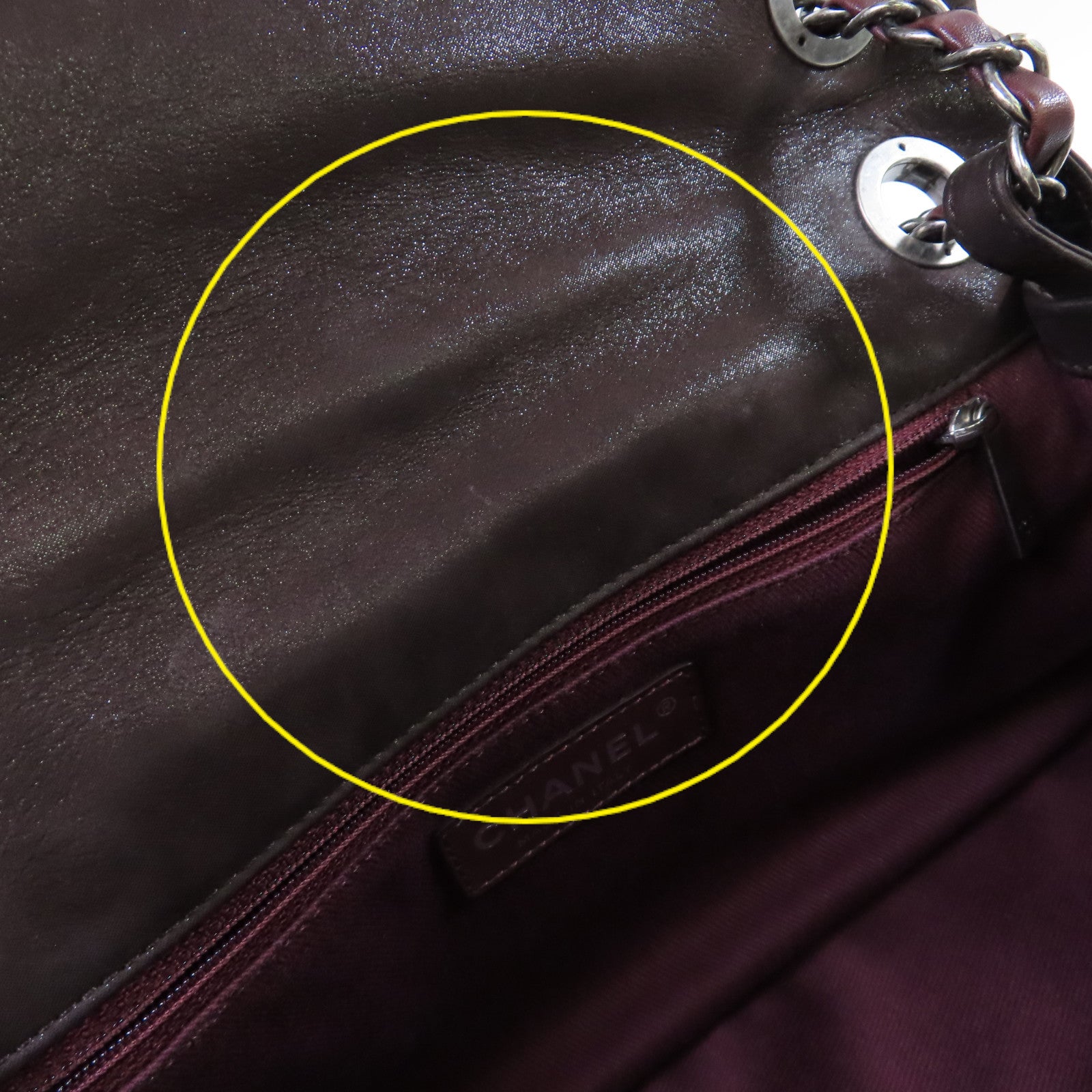 CHANEL 菱格牛皮皮革Chain Shoulder Bag銀扣鏈帶肩背袋啡色