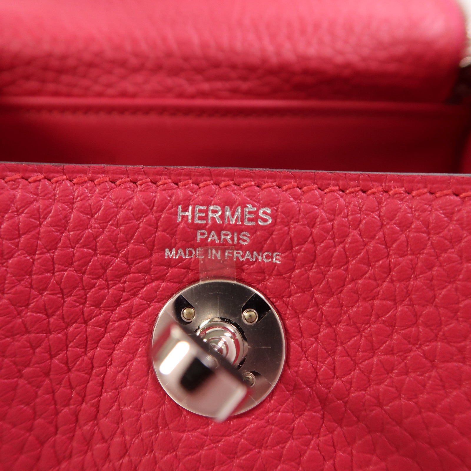 HERMES Clemence皮革Mini Lindy銀扣手挽肩背兩用袋Rose Extreme