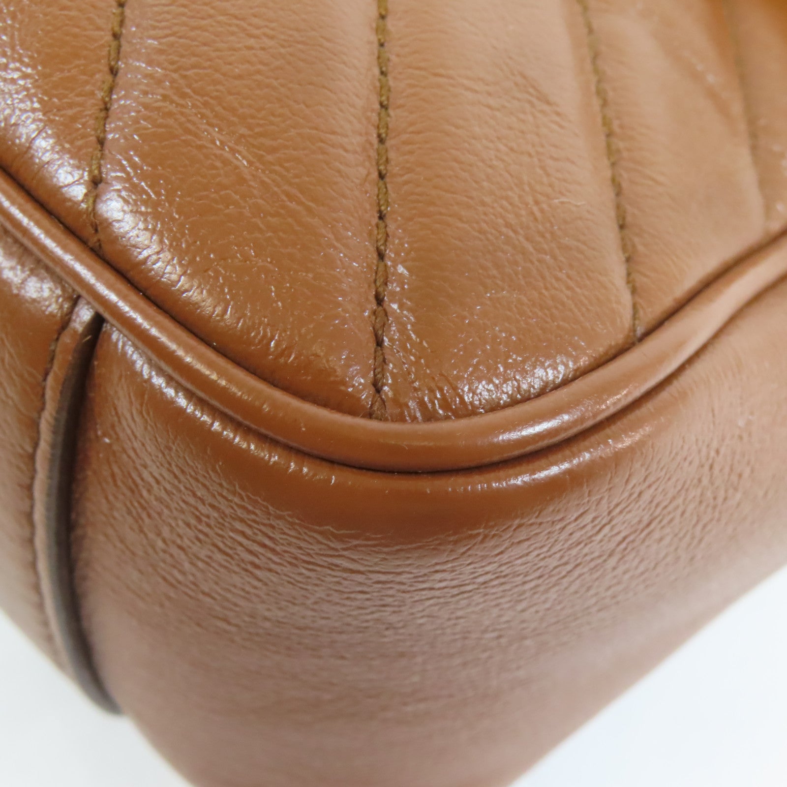 GUCCI GG GHW GG Marmont Shoulder Bag 443497 Calfskin Leather Brown