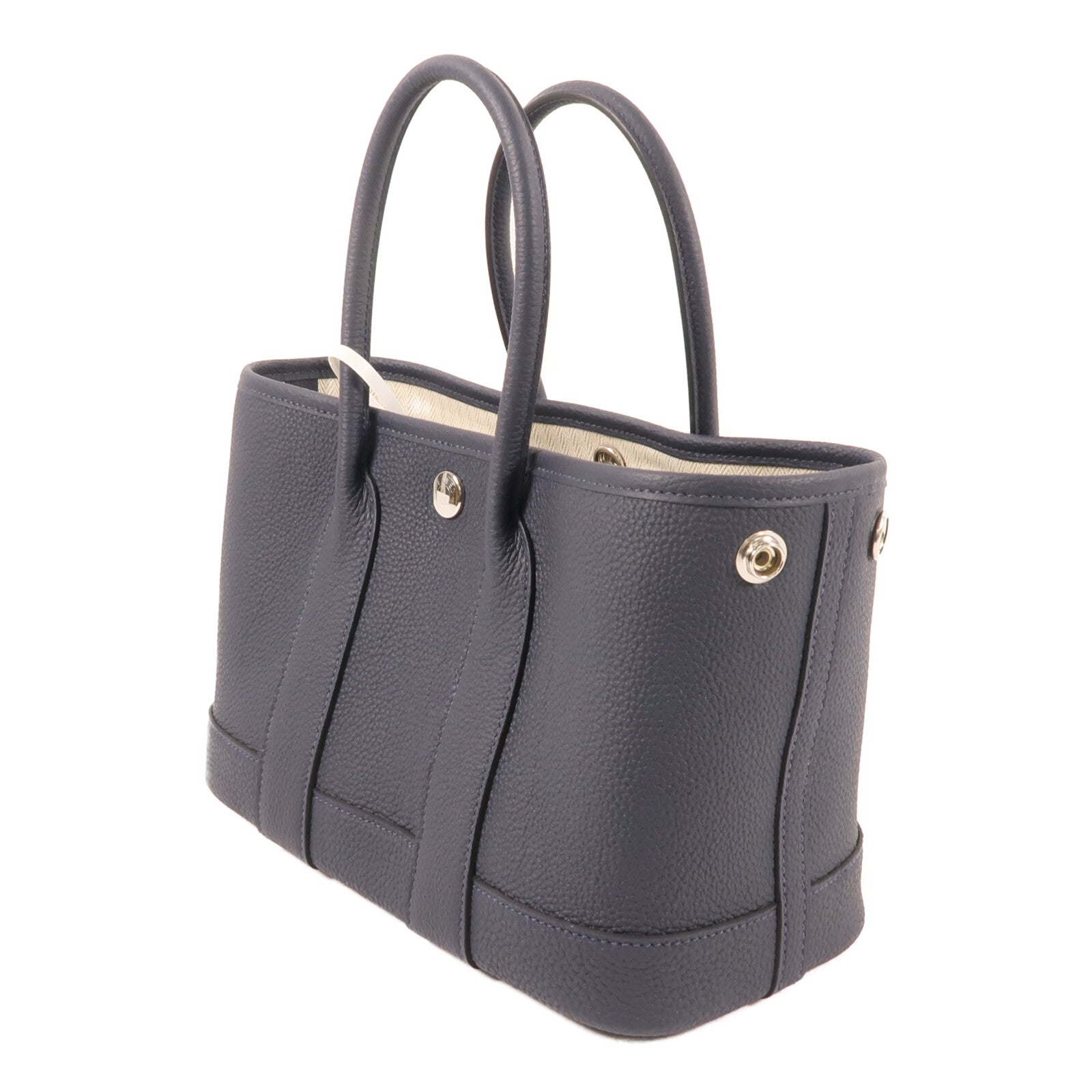 HERMES Negonda皮革Neo Garden Party 23銀扣手挽袋Bleu nuit