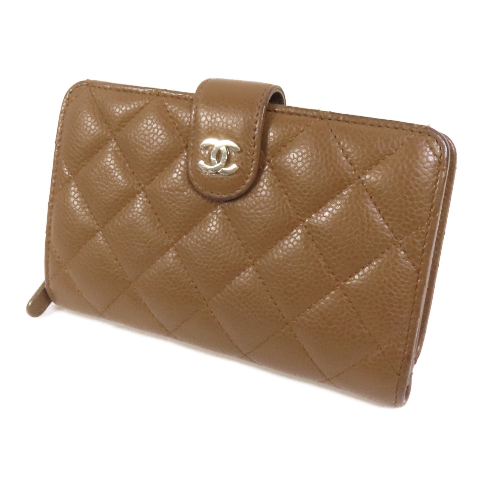 CHANEL 牛皮皮革Fold Wallet銀扣錢包
