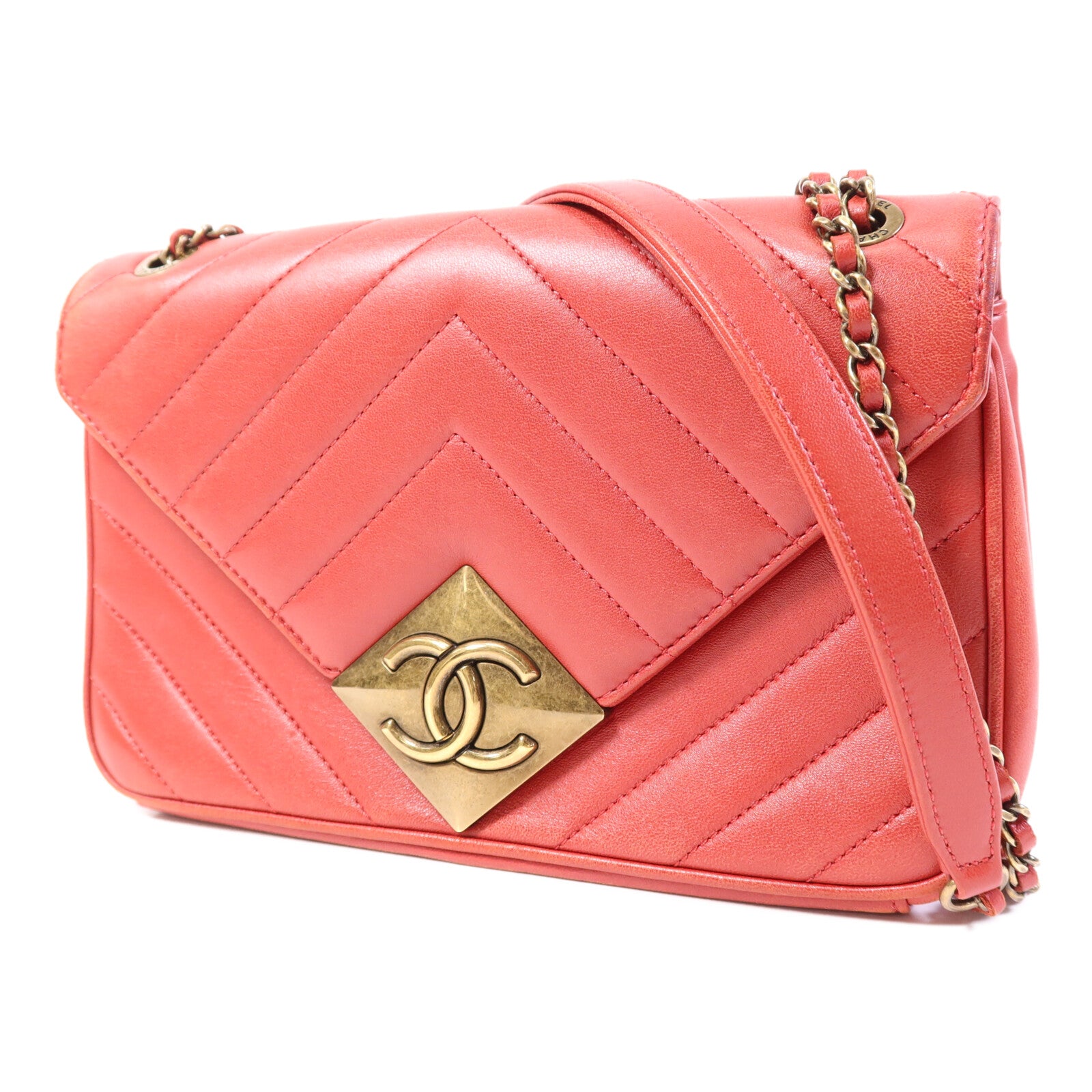 CHANEL 牛皮皮革Pyramid CC Camera Bag金扣鏈帶肩背袋