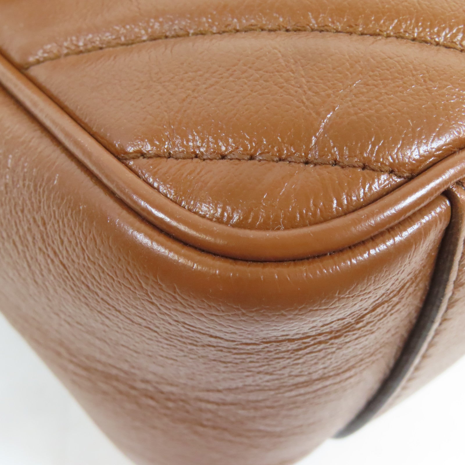 GUCCI GG GHW GG Marmont Shoulder Bag 443497 Calfskin Leather Brown