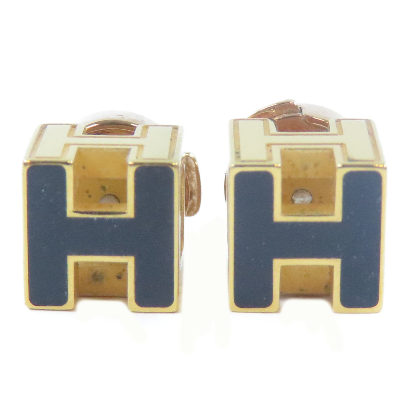 HERMES 金屬Pierced Earrings耳環金色/黑色