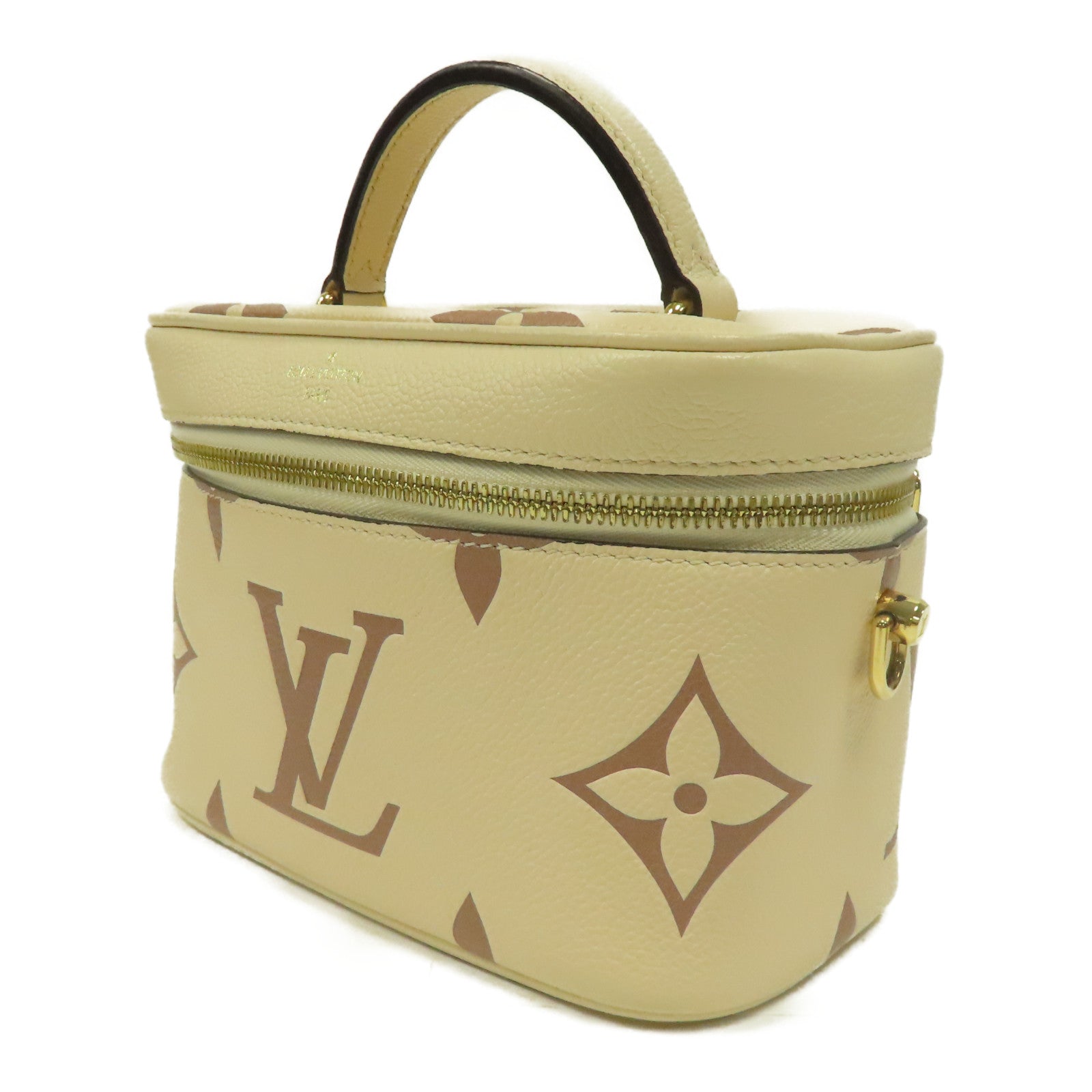 LOUIS VUITTON Monogram Empreinte Vanity金扣手挽肩背兩用袋米色