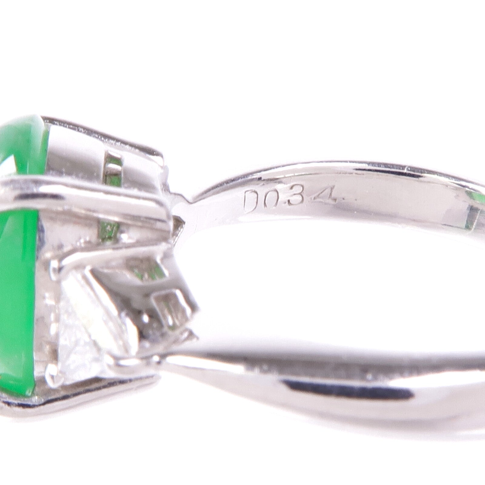 JEWELRY PT900鉑金Jade Diamond Ring翡翠/鑽石戒指US#6.75