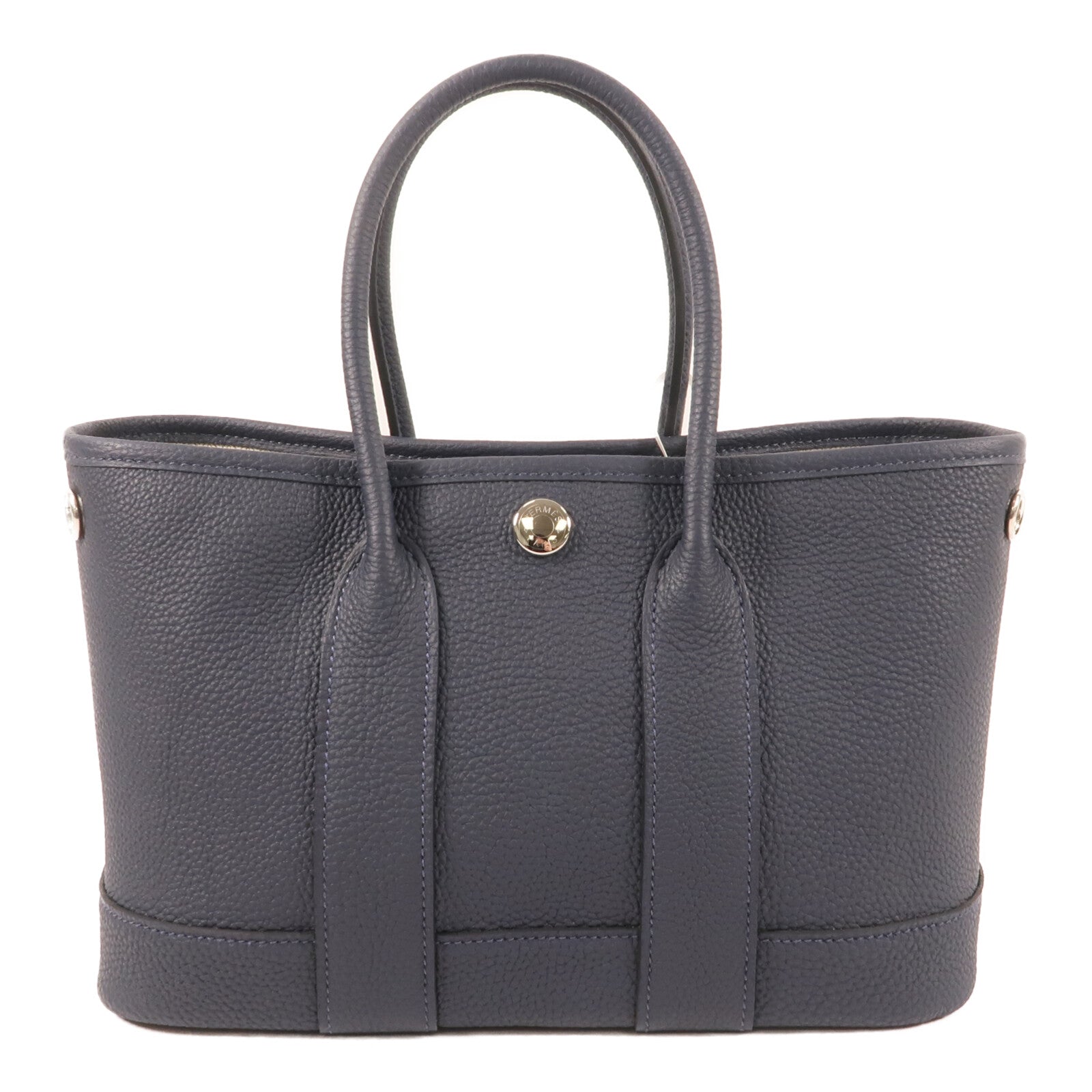 HERMES Negonda皮革Neo Garden Party 23銀扣手挽袋Bleu nuit