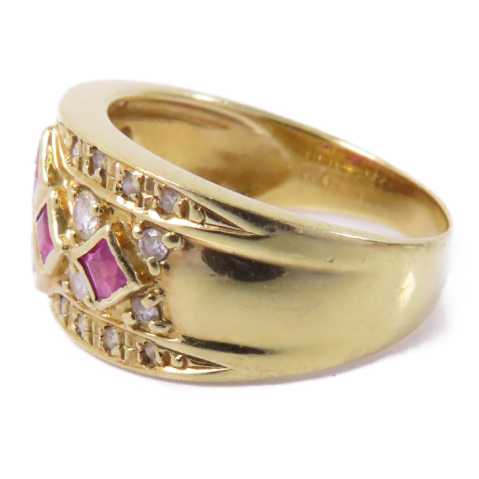 JEWELRY 【激減優惠】18K黃金Ruby Ring 0.70ct紅寶石/0.031ct鑽石戒指US#7.25