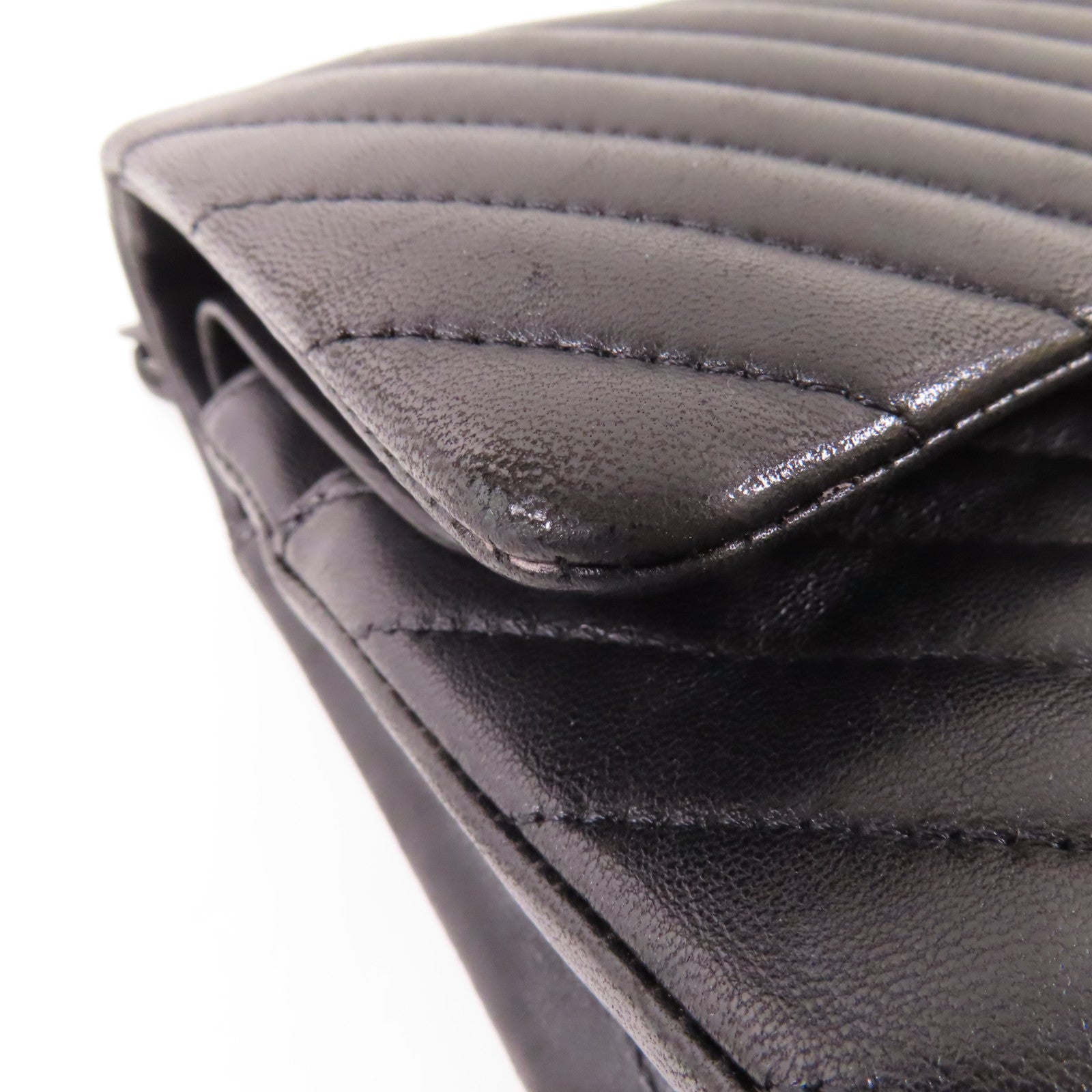 CHANEL CC Classic 25 Chain Shoulder Bag Lambskin Leather Black