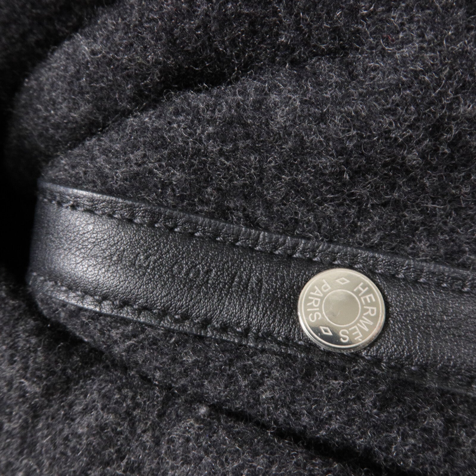HERMES 羊毛/Hunter皮革Col Roule 25肩背袋Graphite/Noir