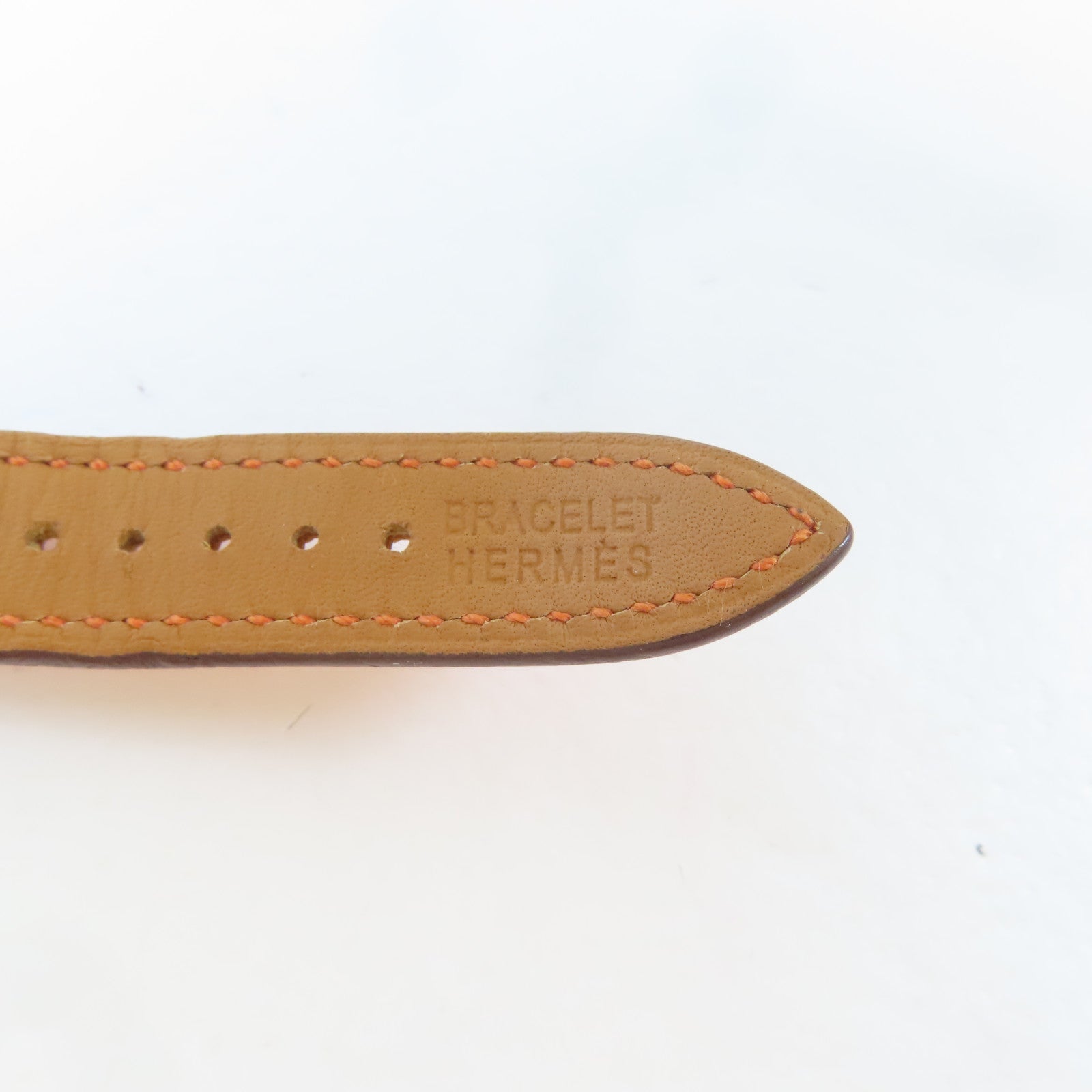 HERMES H watch不鏽鋼/皮革手錶石英機芯白色#16cm