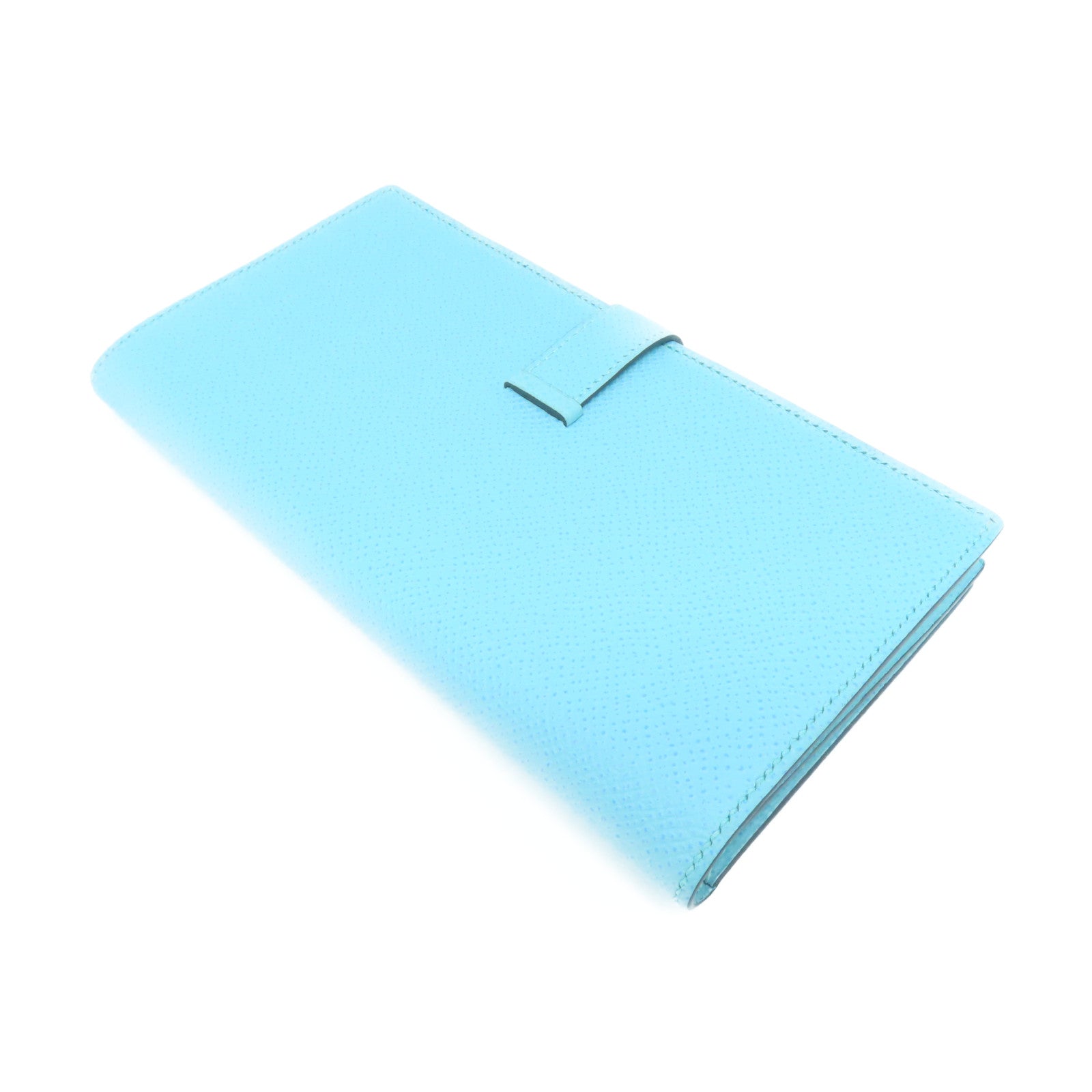 HERMES 【激減優惠】 Epsom皮革Bearn Long Wallet金扣長錢包Bleu Atoll環礁藍色