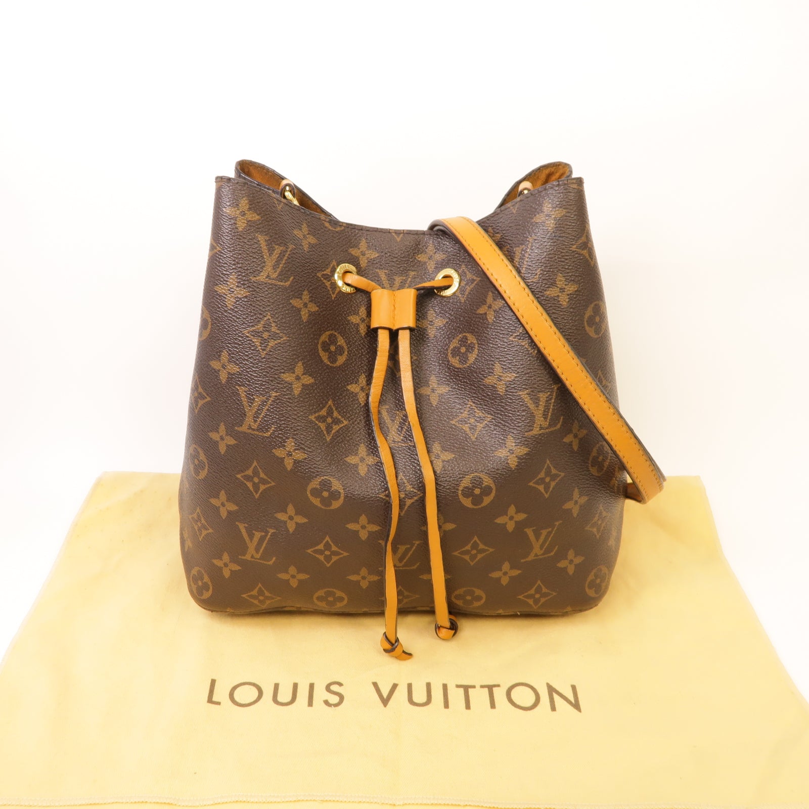 LOUIS VUITTON Monogram Neo Noe MM金扣肩背袋棕色