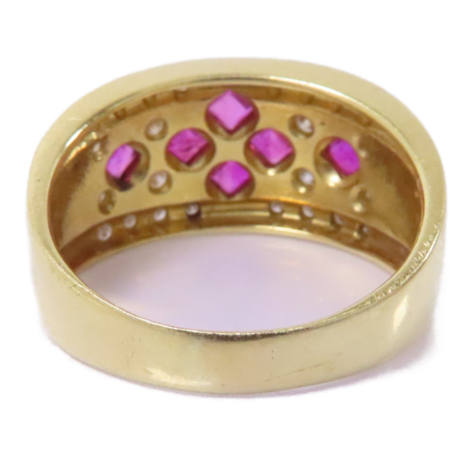 JEWELRY 【激減優惠】18K黃金Ruby Ring 0.70ct紅寶石/0.031ct鑽石戒指US#7.25