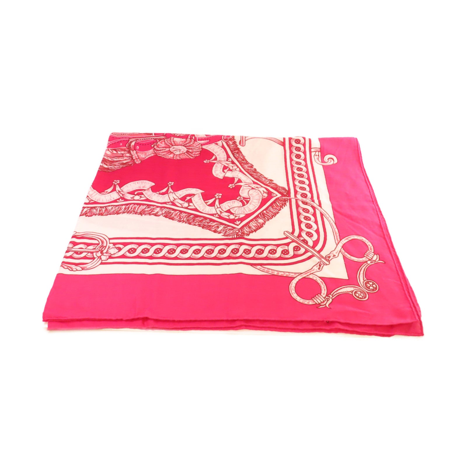 HERMES 羊絨/絲質Scarf絲巾粉紅色/白色