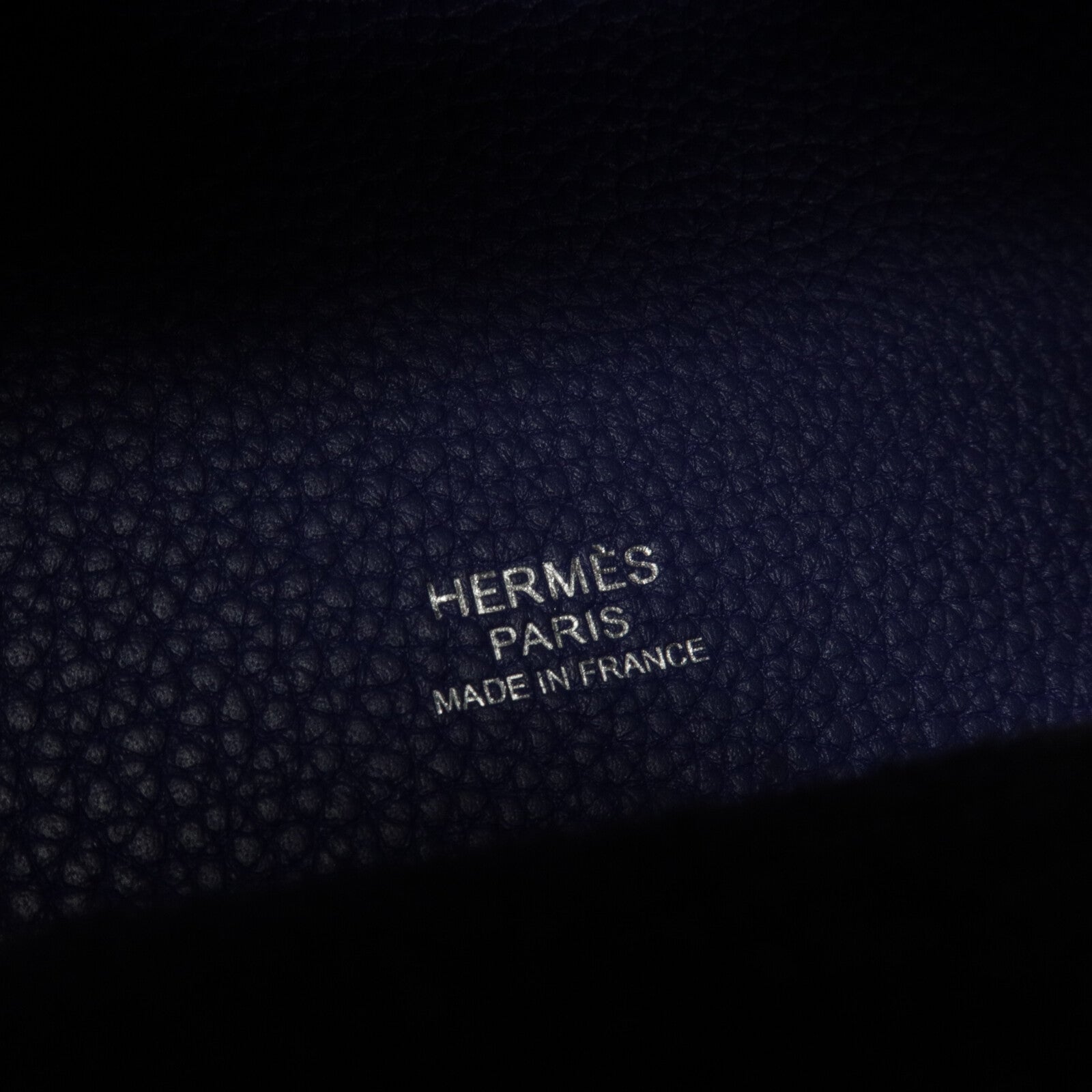 HERMES Clemence皮革Picotin PM手挽袋Marine