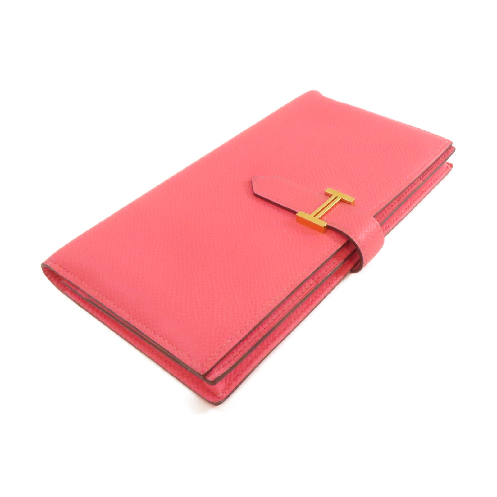 HERMES **【激減優惠】Togo皮革Bearn Long Wallet金扣長錢包粉紅色