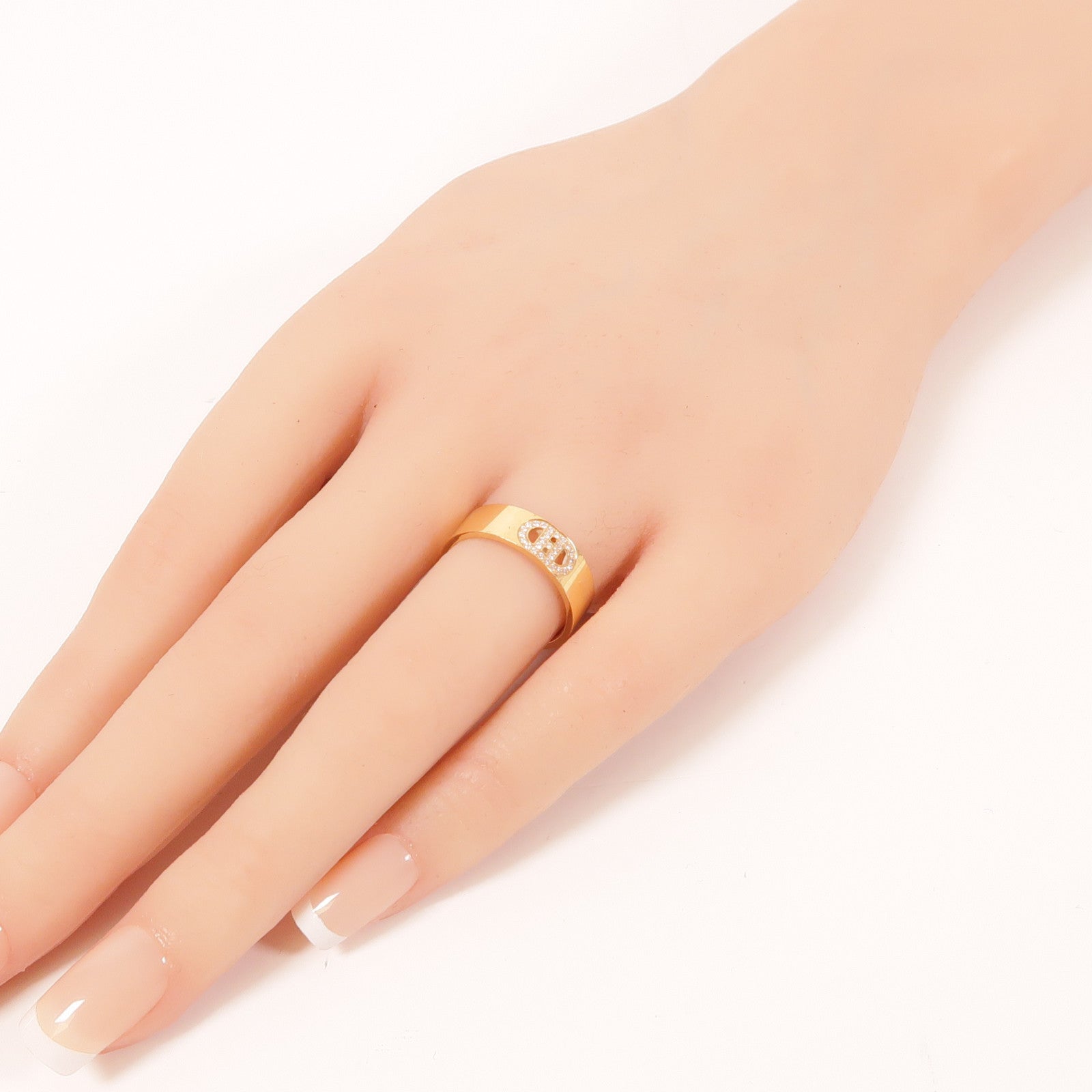HERMES 18K玫瑰金H D'ancre Ring戒指US#6.25