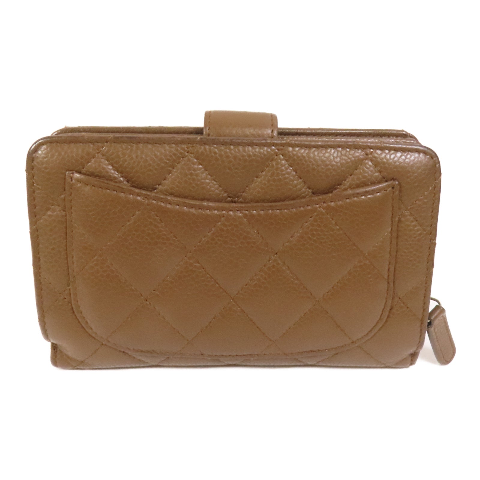 CHANEL 牛皮皮革Fold Wallet銀扣錢包