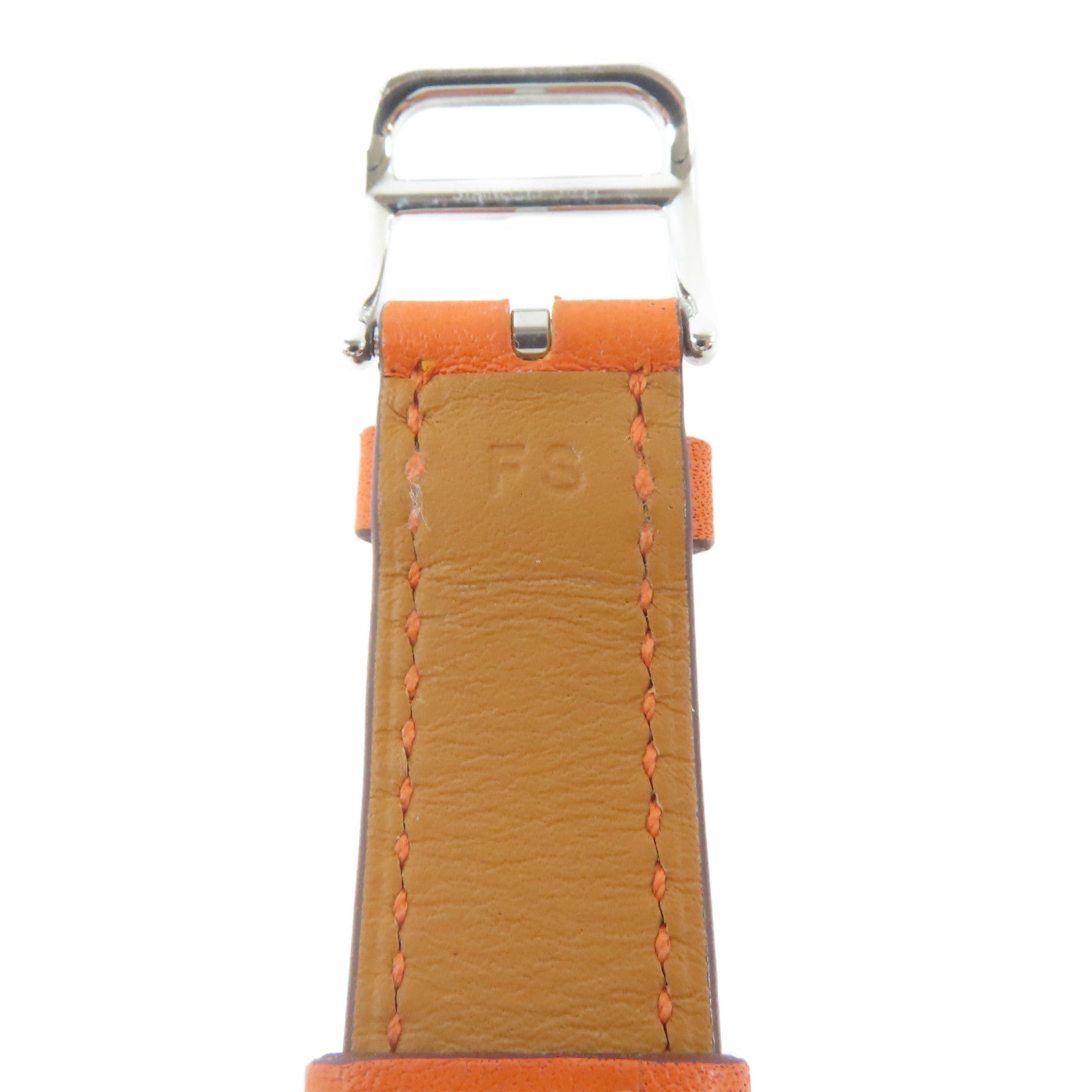 HERMES H watch不鏽鋼/皮革手錶石英機芯白色#16cm