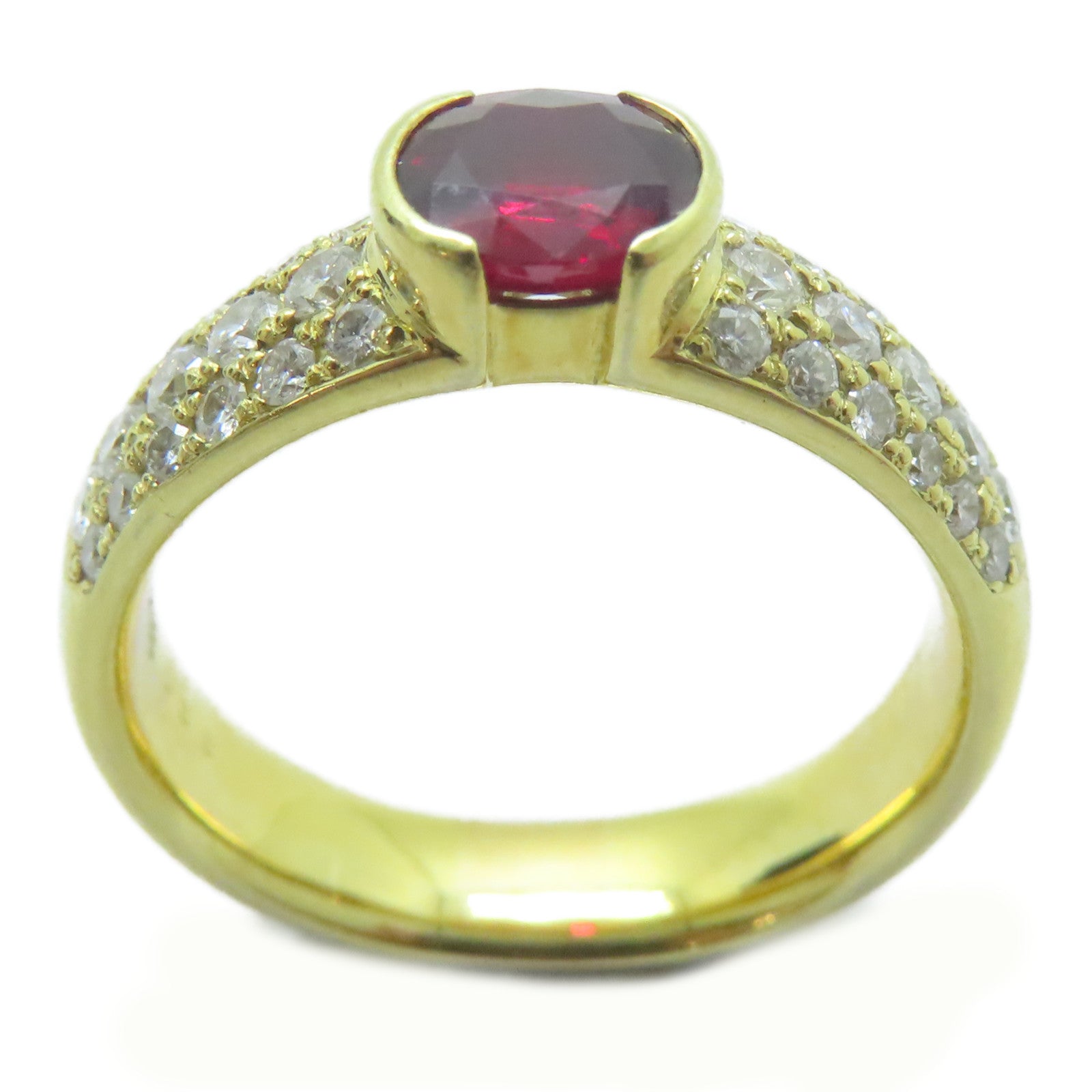 JEWELRY 【激減優惠】18K黃金Ruby Ring 1.01ct紅寶石/0.55ct鑽石戒指US#7.5