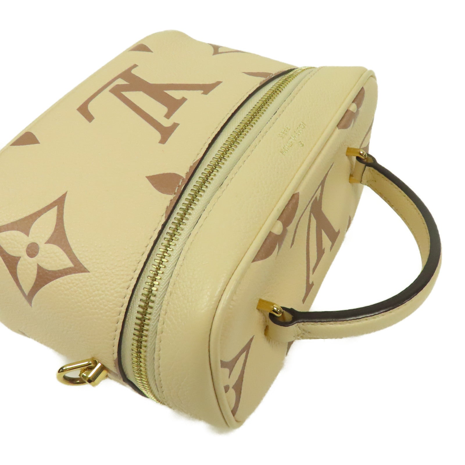 LOUIS VUITTON Monogram Empreinte Vanity金扣手挽肩背兩用袋米色