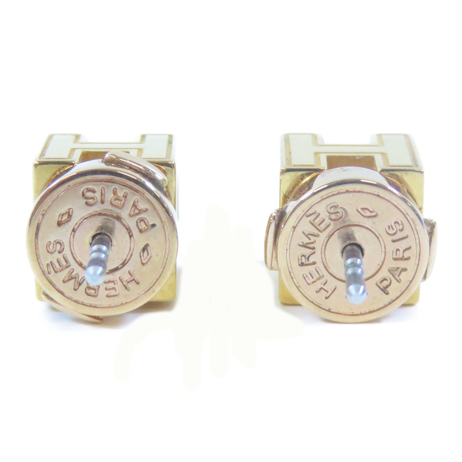 HERMES 金屬Pierced Earrings耳環金色/黑色